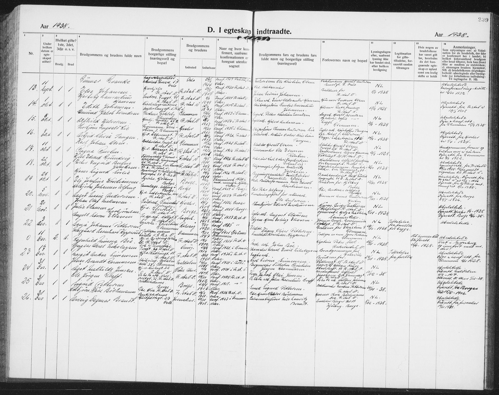 Østre Fredrikstad prestekontor Kirkebøker, AV/SAO-A-10907/G/Ga/L0003: Parish register (copy) no. 3, 1920-1940, p. 239