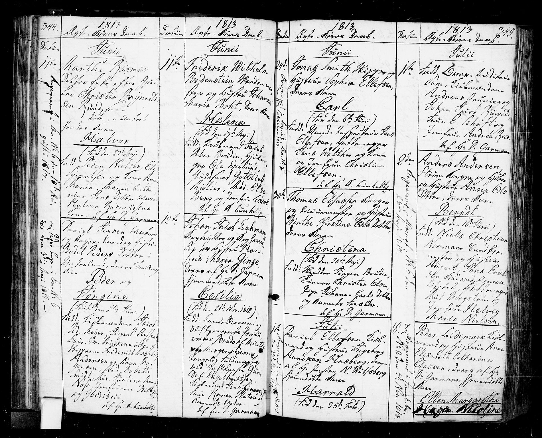Oslo domkirke Kirkebøker, SAO/A-10752/F/Fa/L0006: Parish register (official) no. 6, 1807-1817, p. 344-345
