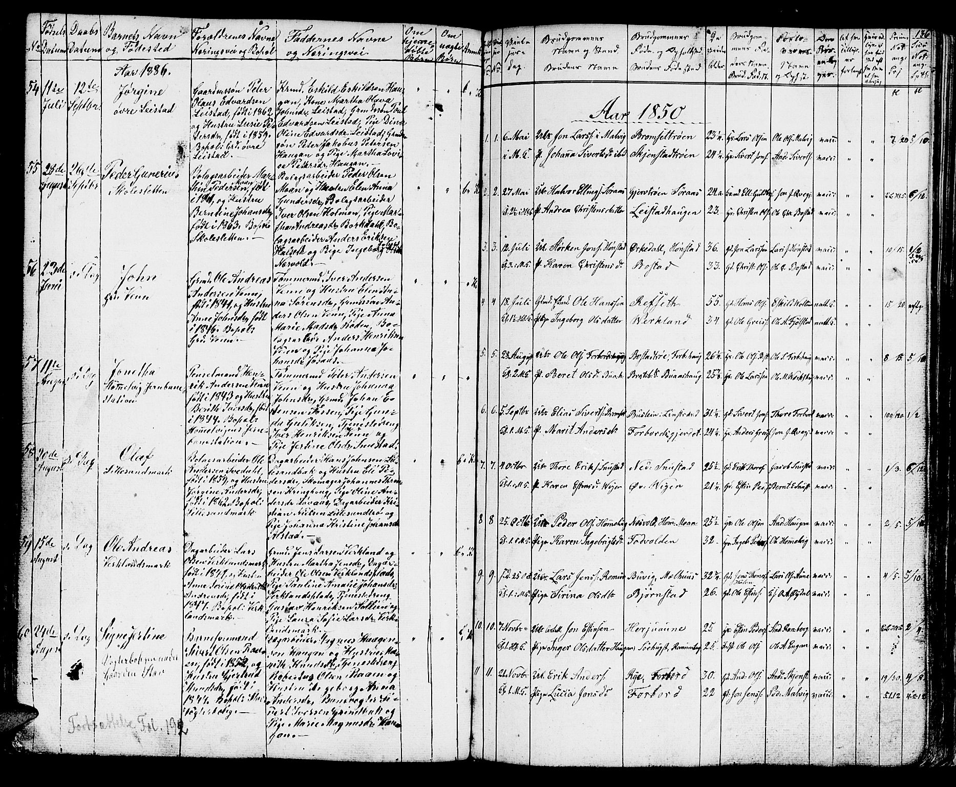 Ministerialprotokoller, klokkerbøker og fødselsregistre - Sør-Trøndelag, AV/SAT-A-1456/616/L0422: Parish register (copy) no. 616C05, 1850-1888, p. 136