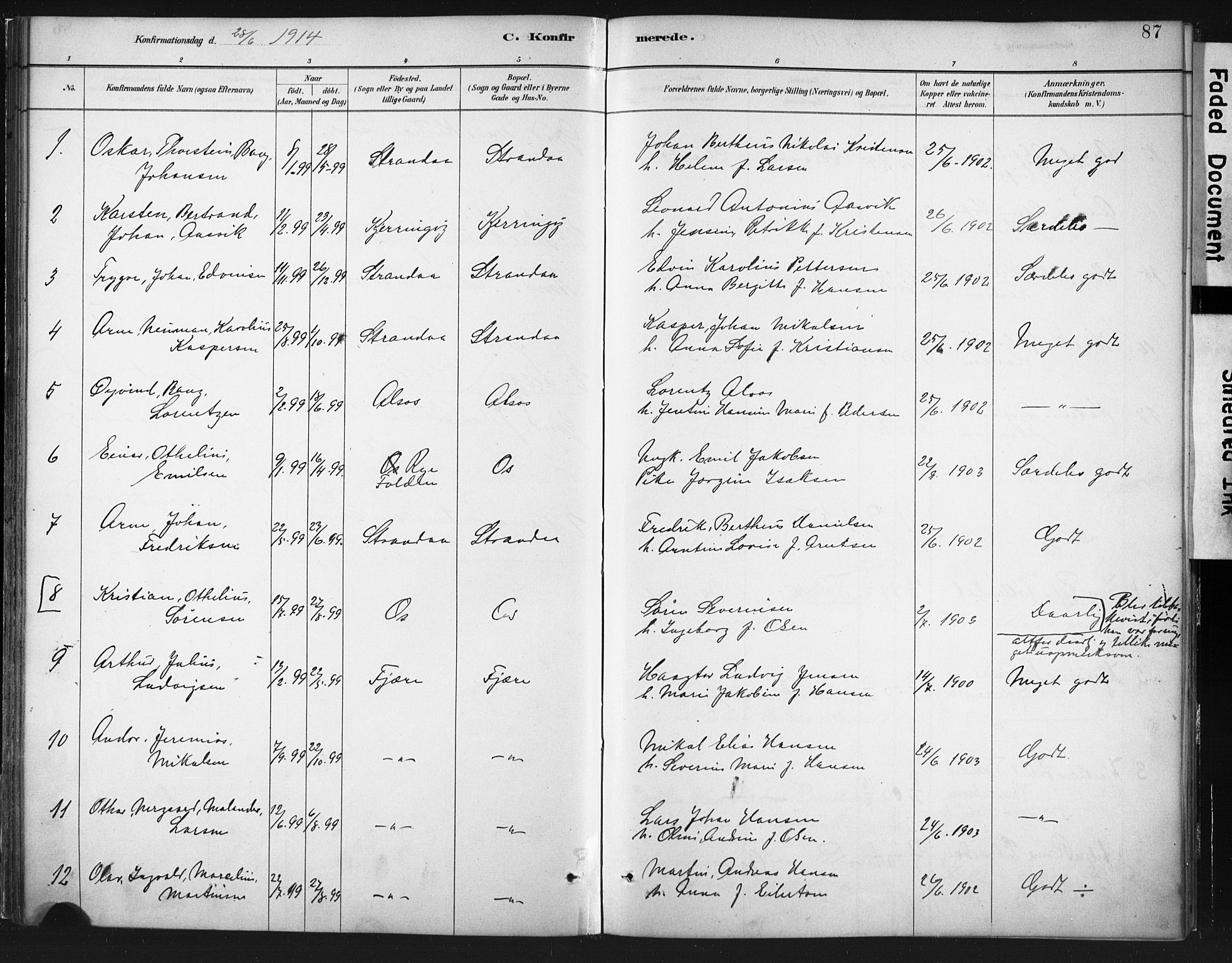 Ministerialprotokoller, klokkerbøker og fødselsregistre - Nordland, SAT/A-1459/803/L0071: Parish register (official) no. 803A01, 1881-1897, p. 87