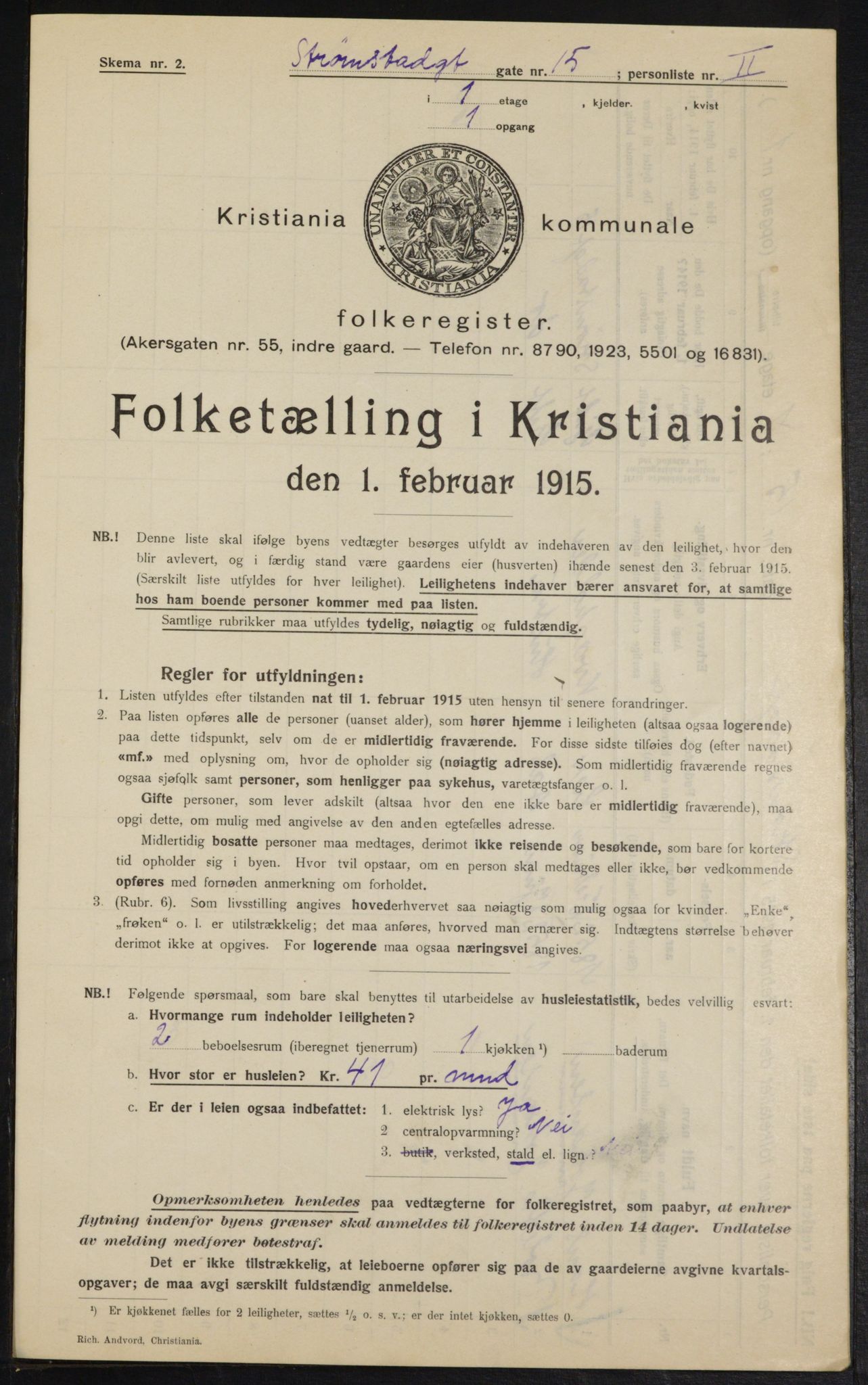 OBA, Municipal Census 1915 for Kristiania, 1915, p. 104110