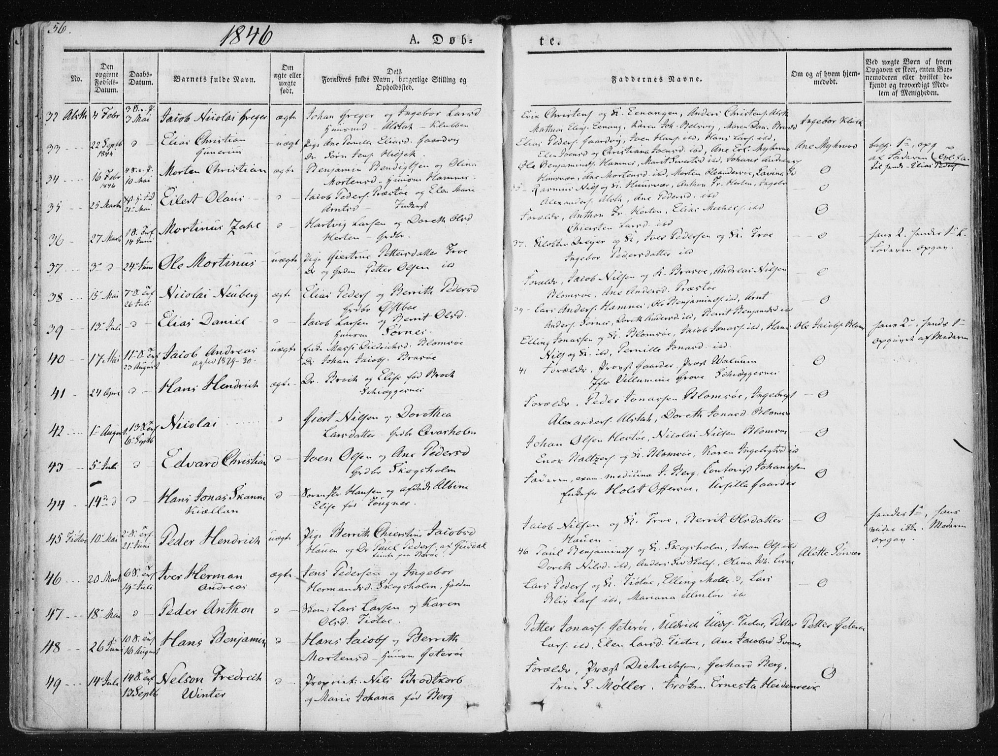 Ministerialprotokoller, klokkerbøker og fødselsregistre - Nordland, SAT/A-1459/830/L0446: Parish register (official) no. 830A10, 1831-1865, p. 56