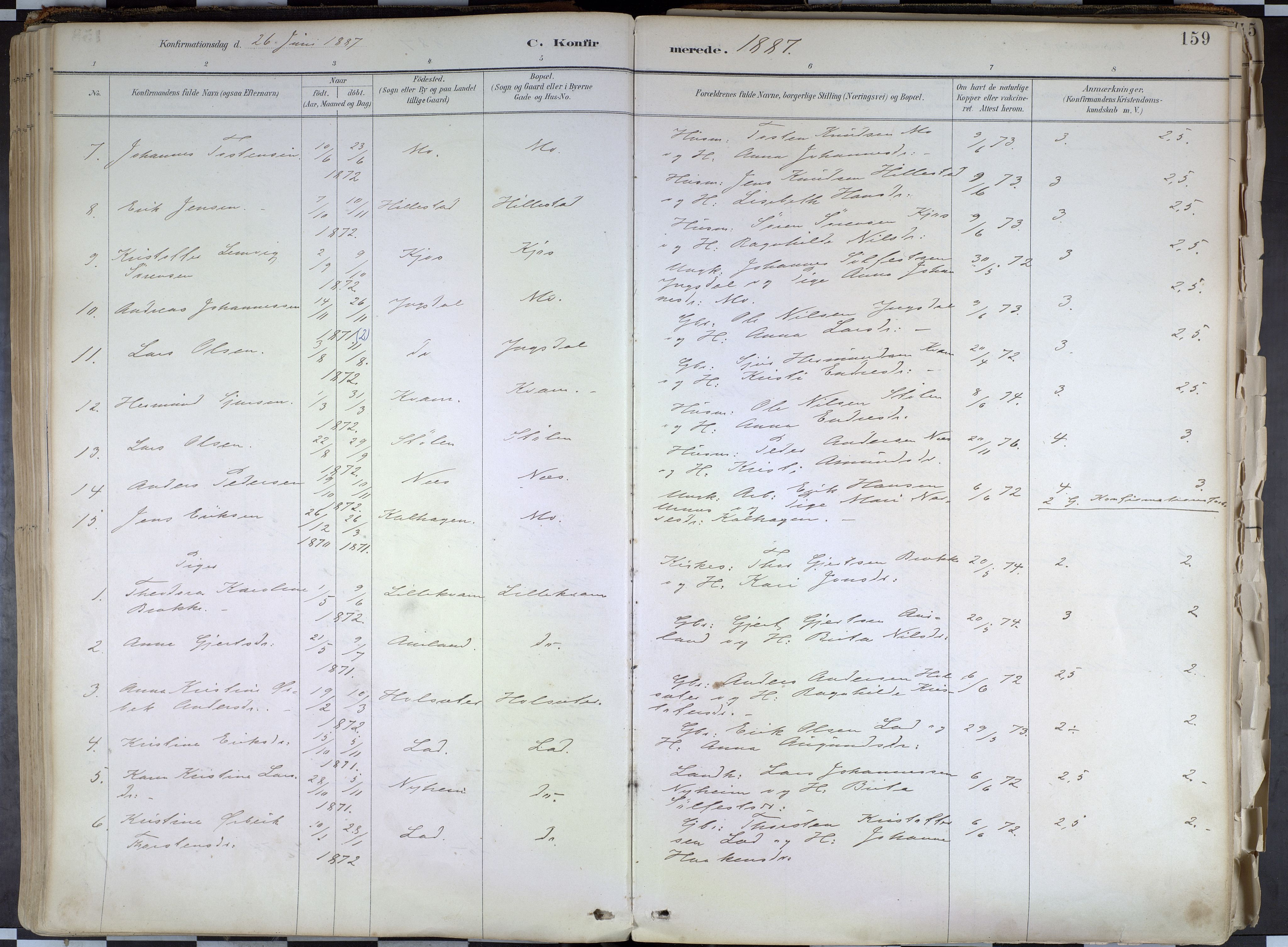 Hafslo sokneprestembete, SAB/A-80301/H/Haa/Haab/L0001: Parish register (official) no. B 1, 1886-1945, p. 159