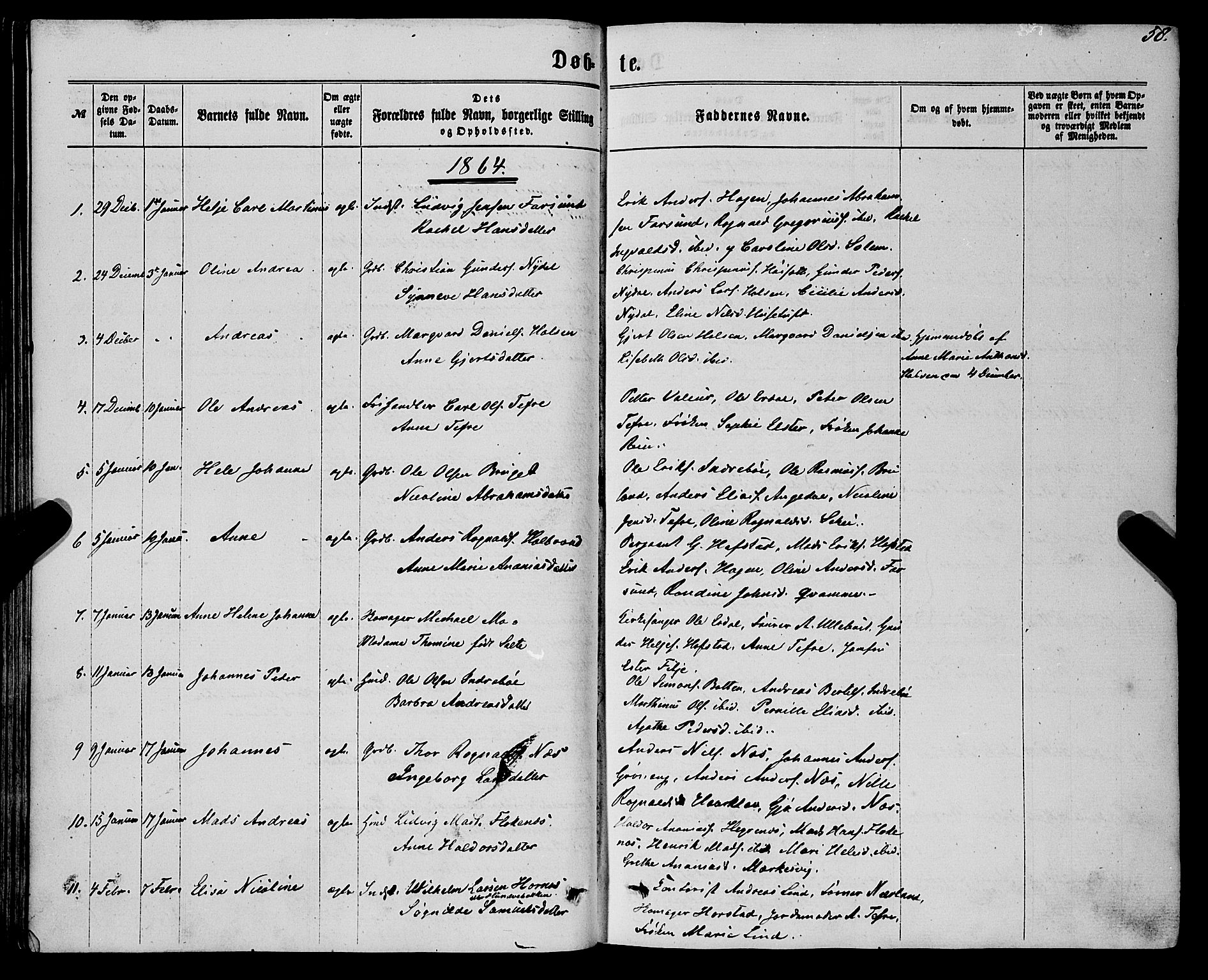 Førde sokneprestembete, SAB/A-79901/H/Haa/Haaa/L0009: Parish register (official) no. A 9, 1861-1877, p. 58