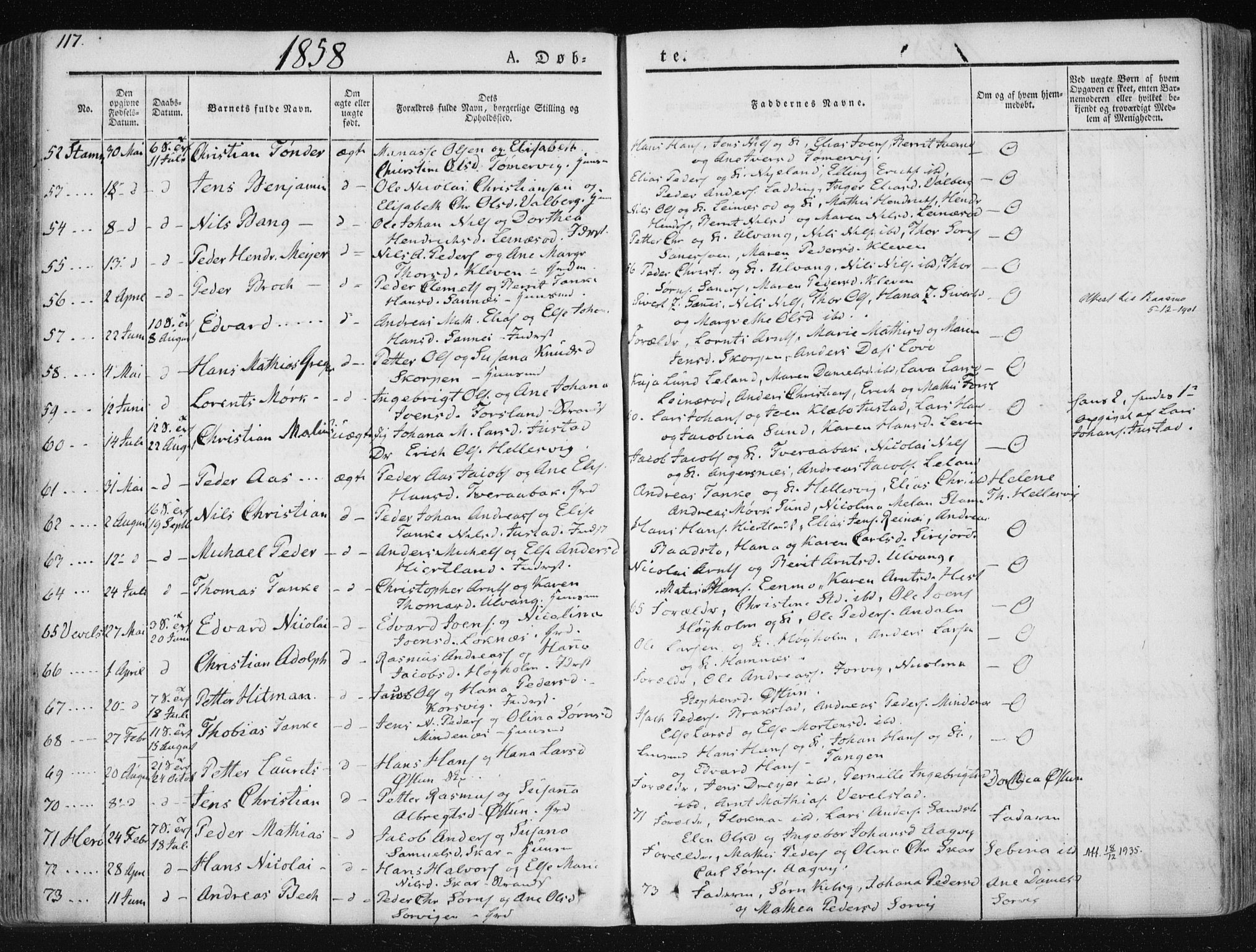 Ministerialprotokoller, klokkerbøker og fødselsregistre - Nordland, SAT/A-1459/830/L0446: Parish register (official) no. 830A10, 1831-1865, p. 117