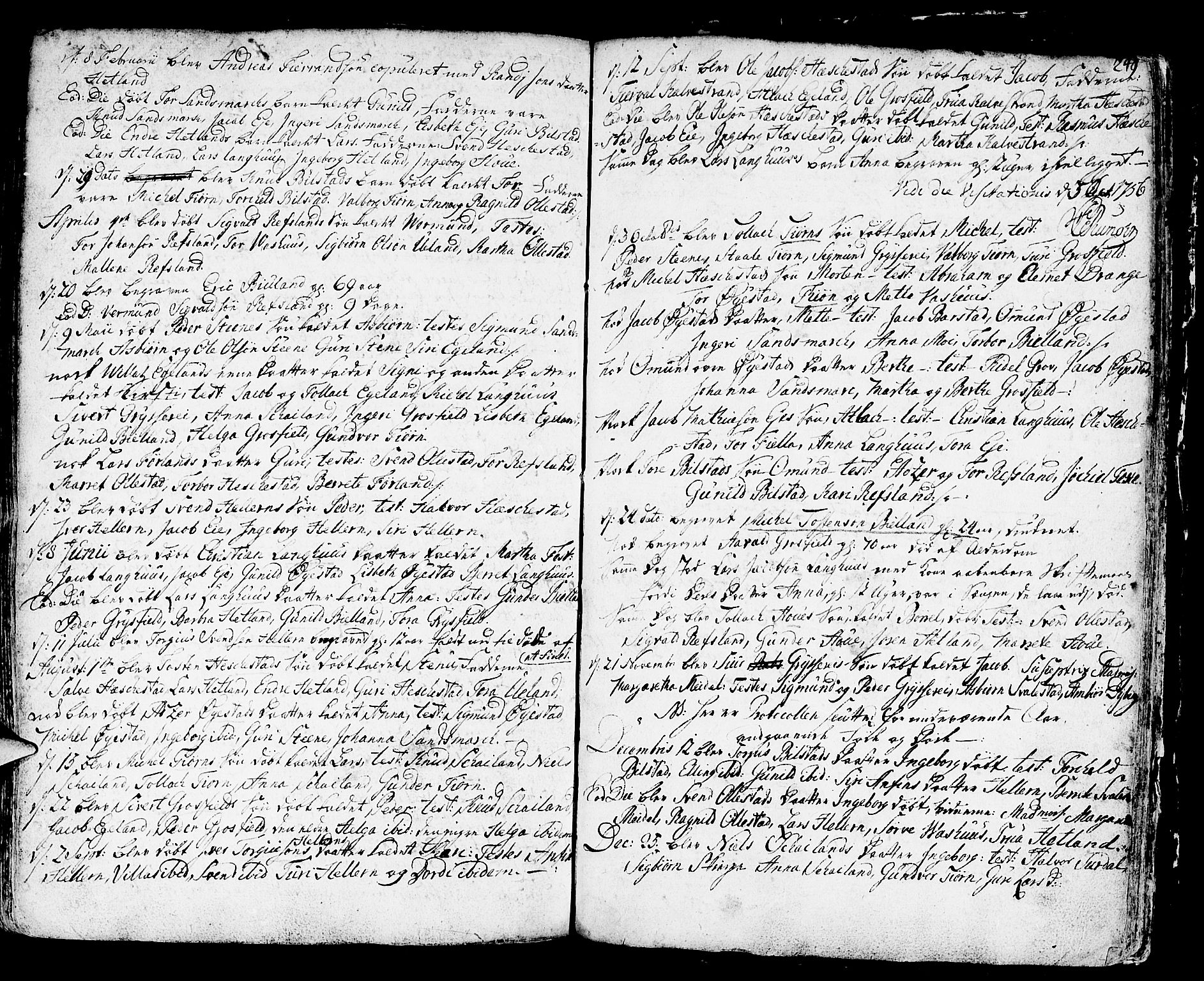 Helleland sokneprestkontor, AV/SAST-A-101810: Parish register (official) no. A 1 /3, 1713-1761, p. 249