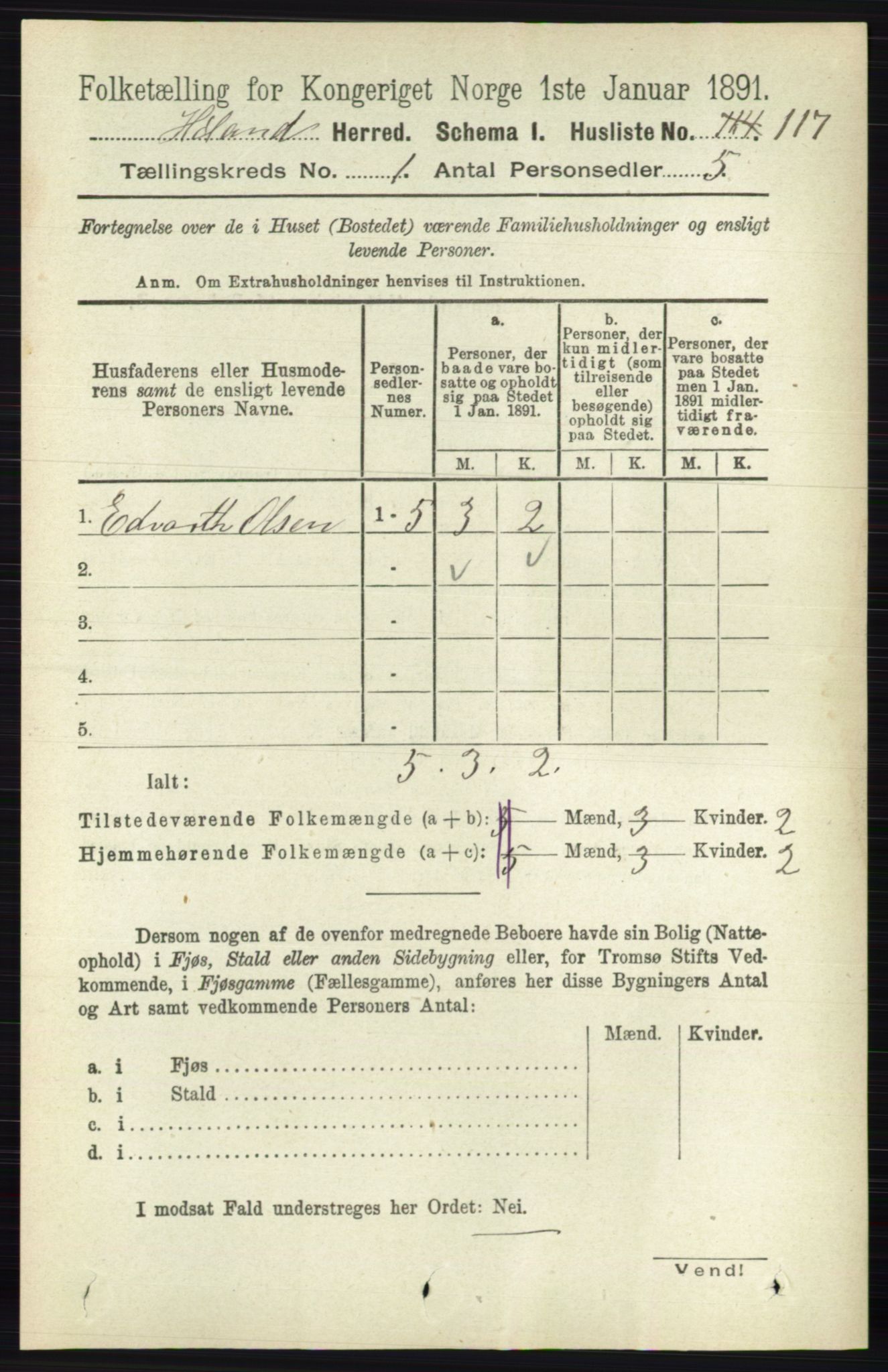 RA, 1891 census for 0221 Høland, 1891, p. 159