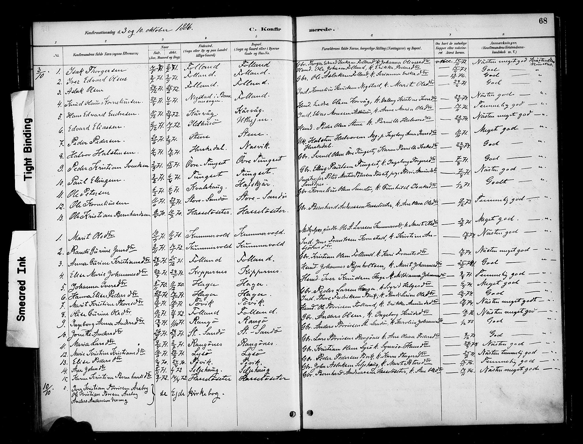 Ministerialprotokoller, klokkerbøker og fødselsregistre - Møre og Romsdal, SAT/A-1454/570/L0832: Parish register (official) no. 570A06, 1885-1900, p. 68