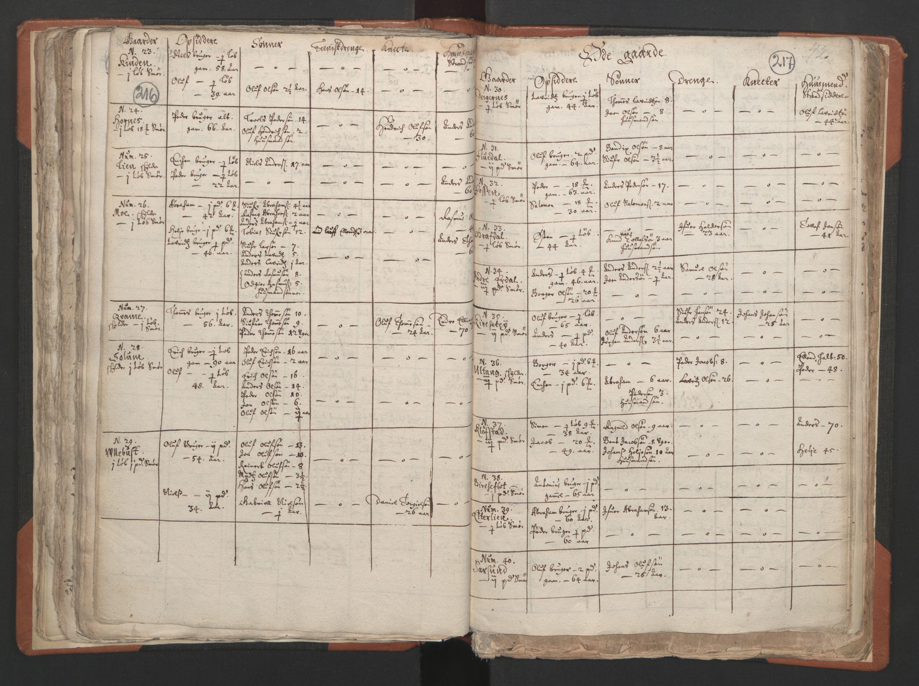 RA, Vicar's Census 1664-1666, no. 24: Sunnfjord deanery, 1664-1666, p. 216-217