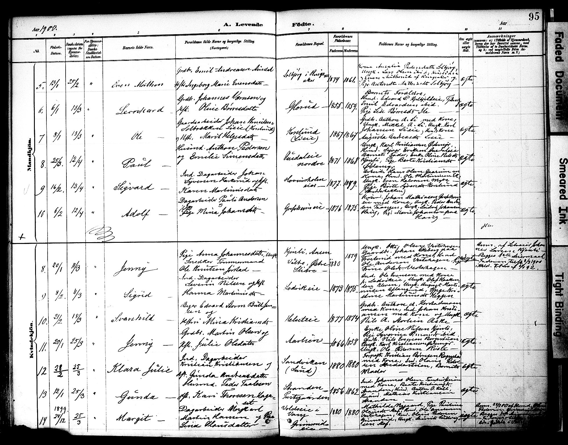 Nes prestekontor, Hedmark, SAH/PREST-020/K/Ka/L0009: Parish register (official) no. 9, 1887-1905, p. 95