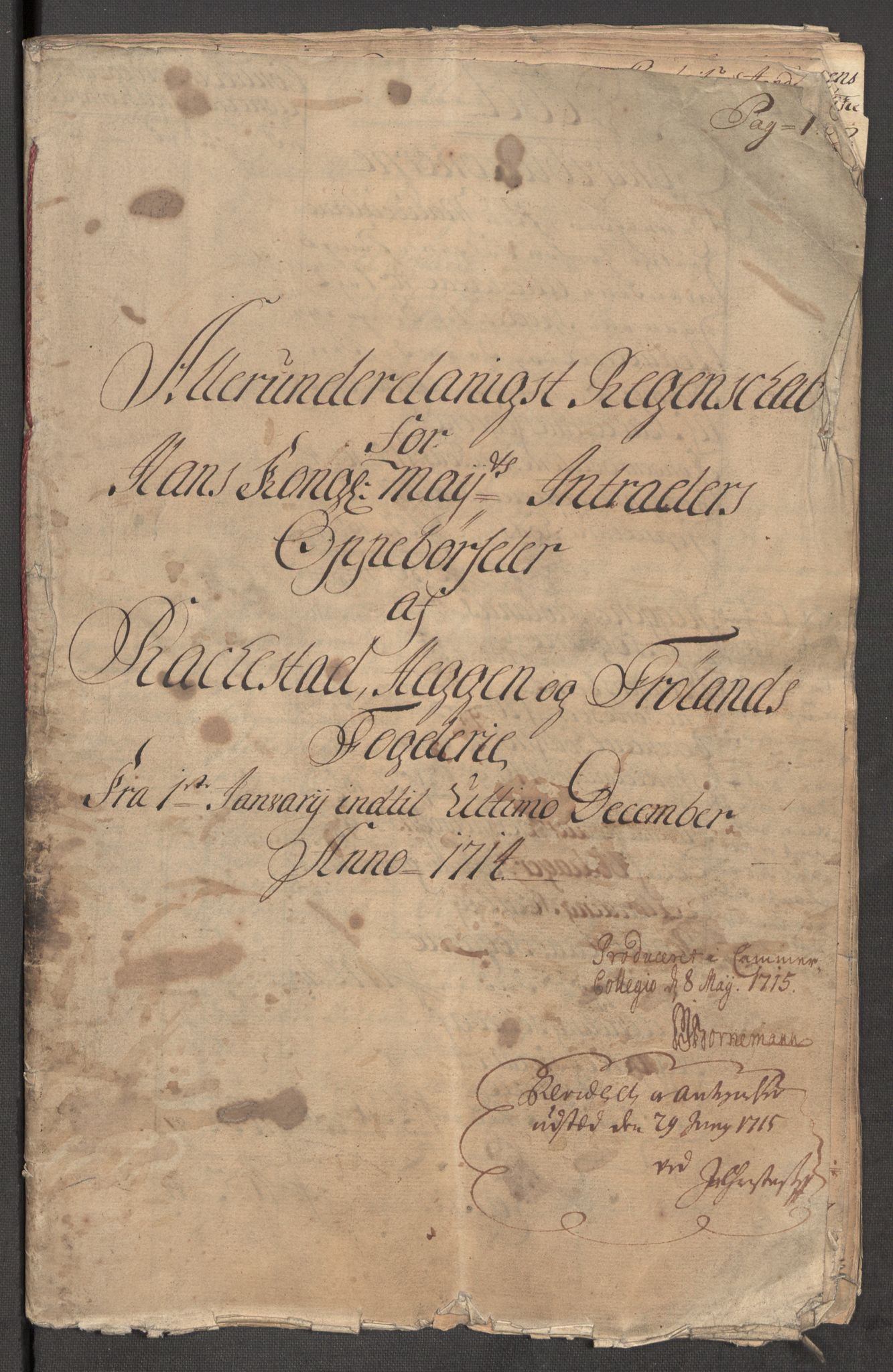 Rentekammeret inntil 1814, Reviderte regnskaper, Fogderegnskap, AV/RA-EA-4092/R07/L0308: Fogderegnskap Rakkestad, Heggen og Frøland, 1714, p. 3