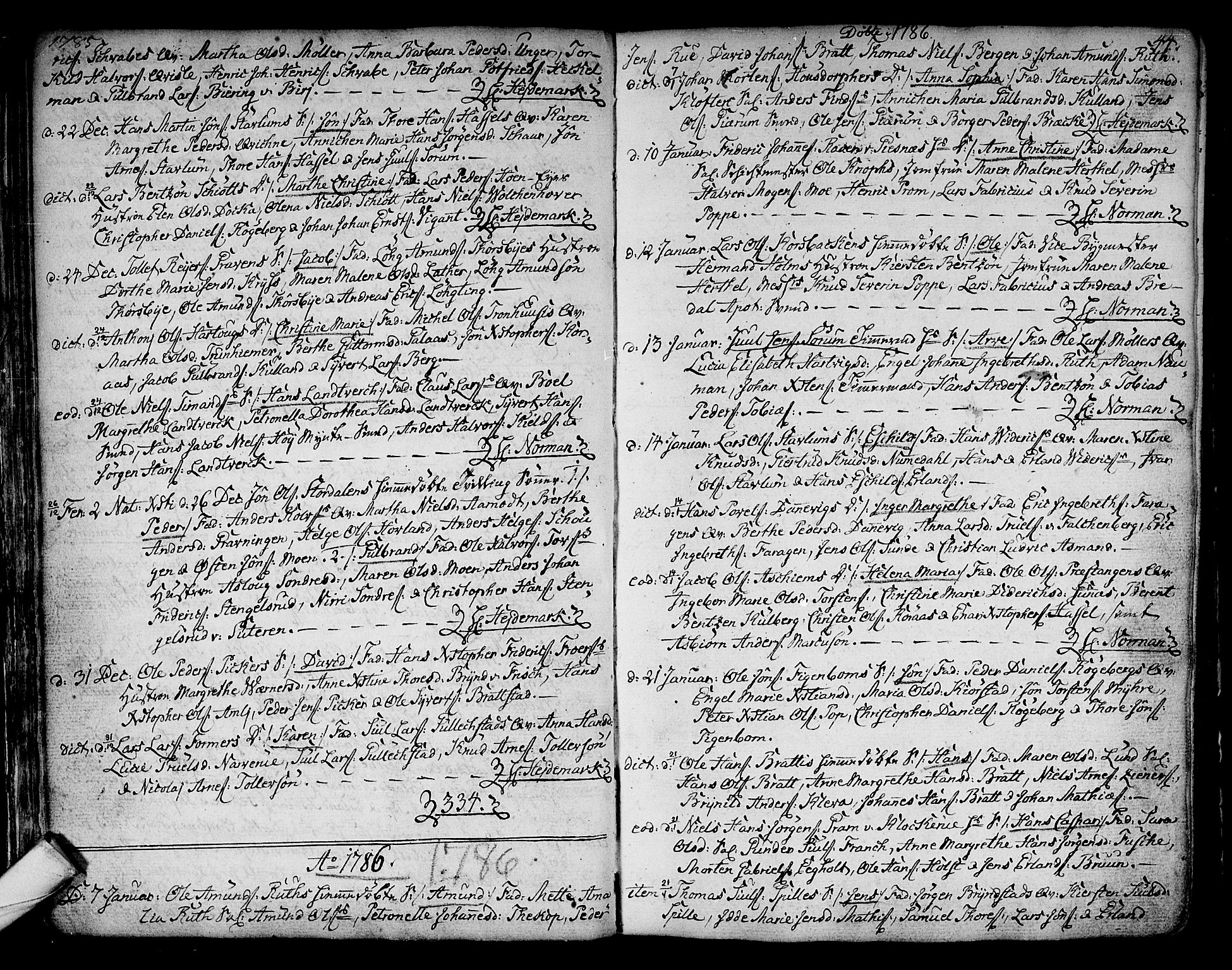 Kongsberg kirkebøker, SAKO/A-22/F/Fa/L0006: Parish register (official) no. I 6, 1783-1797, p. 44