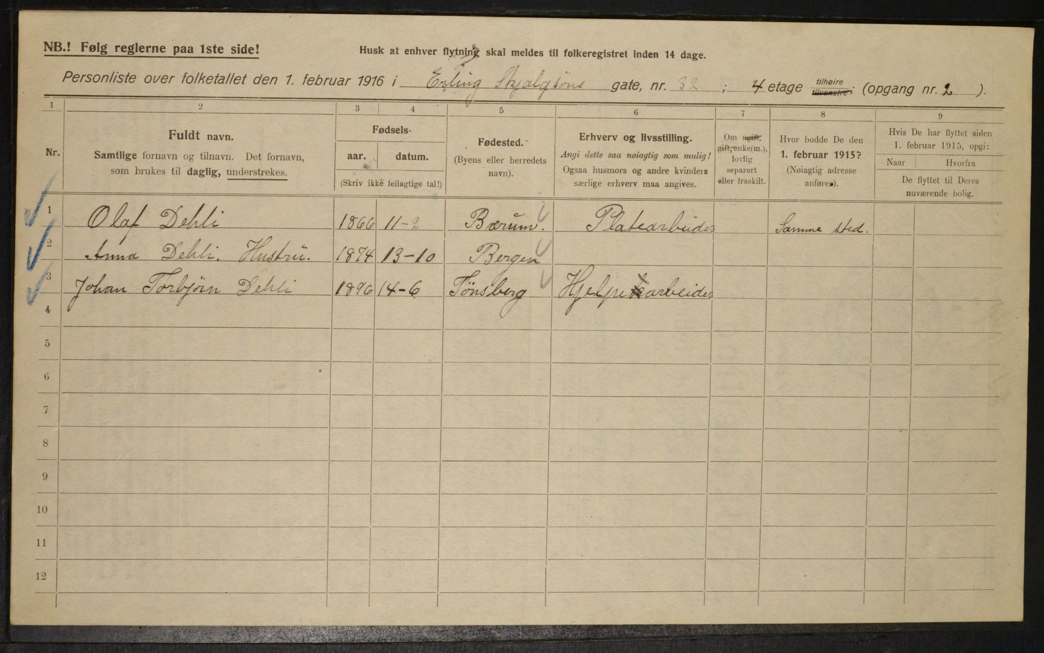 OBA, Municipal Census 1916 for Kristiania, 1916, p. 22710