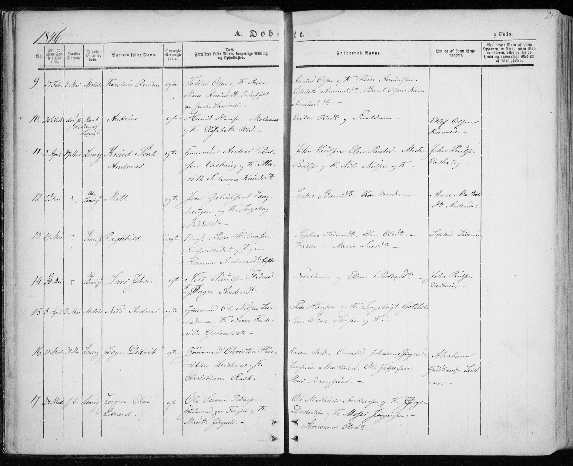 Lenvik sokneprestembete, AV/SATØ-S-1310/H/Ha/Haa/L0006kirke: Parish register (official) no. 6, 1845-1854, p. 20