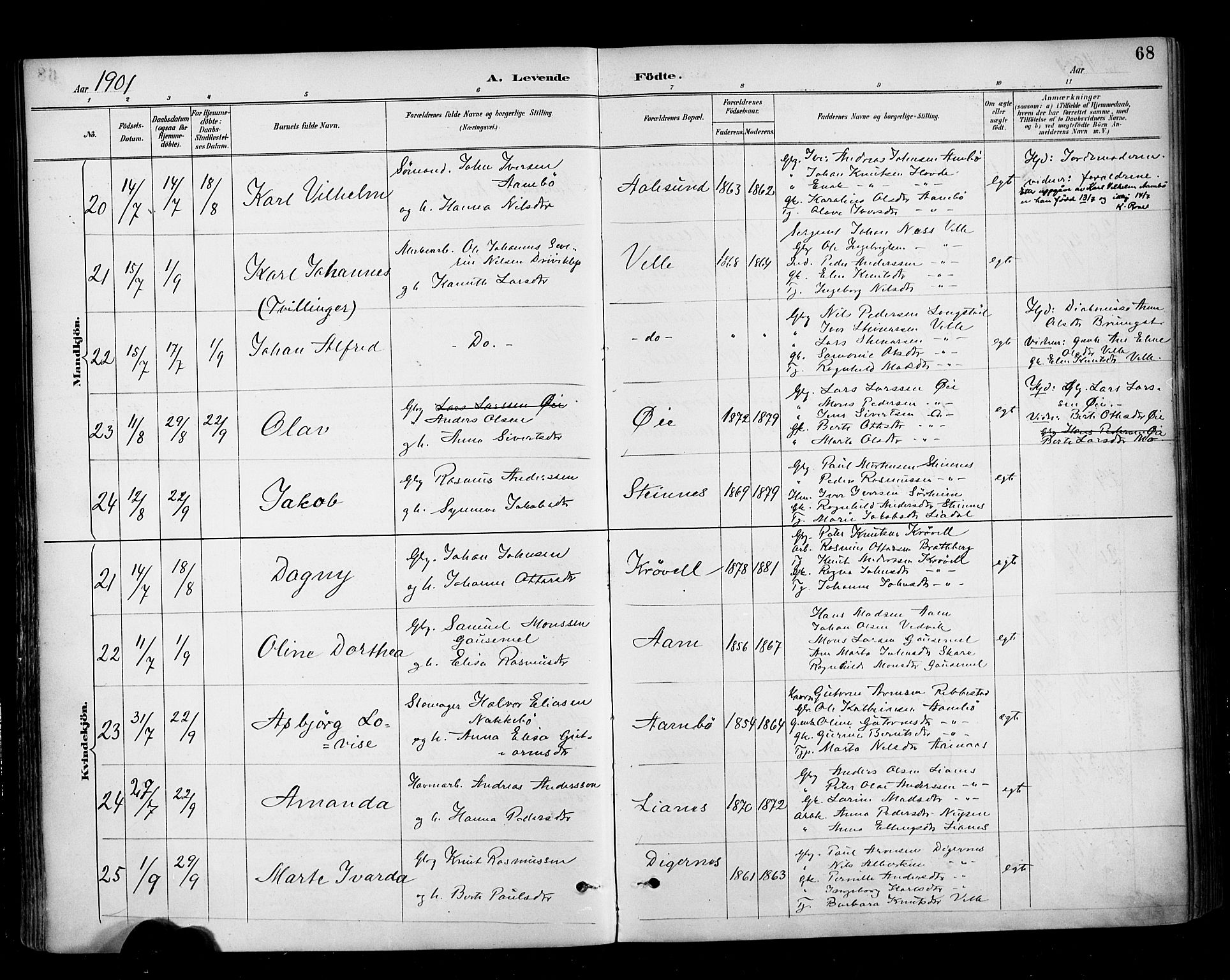 Ministerialprotokoller, klokkerbøker og fødselsregistre - Møre og Romsdal, AV/SAT-A-1454/513/L0177: Parish register (official) no. 513A04, 1890-1906, p. 68