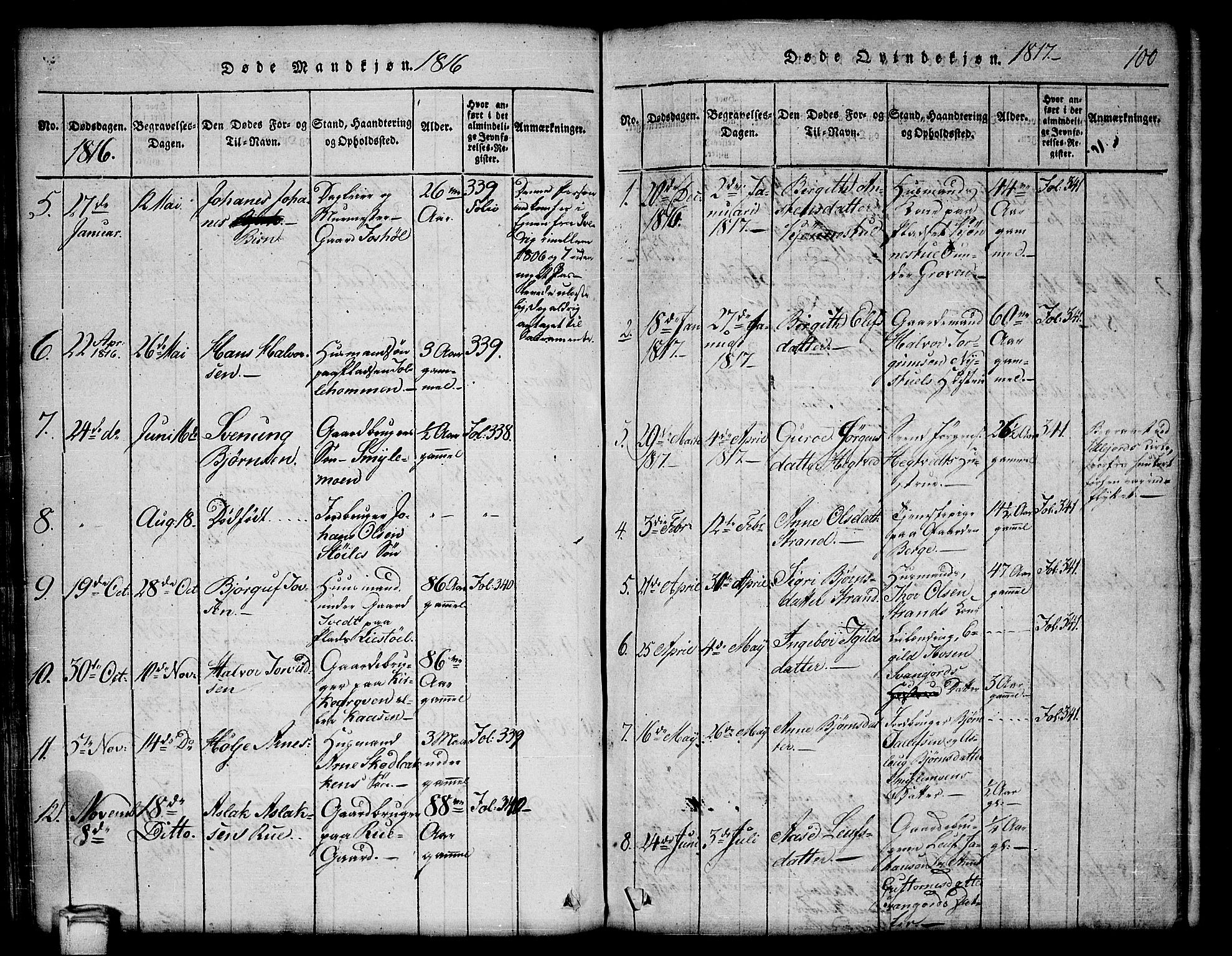 Kviteseid kirkebøker, SAKO/A-276/G/Gb/L0001: Parish register (copy) no. II 1, 1815-1842, p. 100