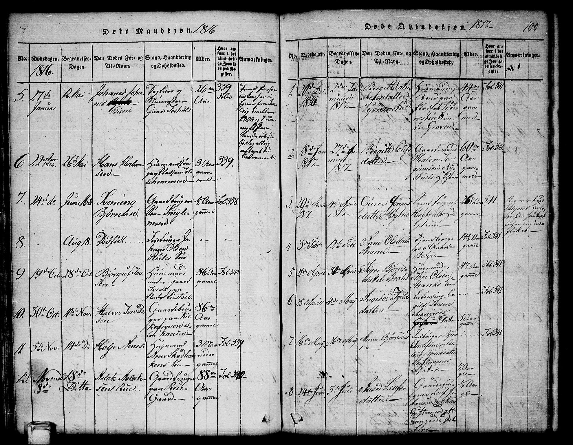 Kviteseid kirkebøker, AV/SAKO-A-276/G/Gb/L0001: Parish register (copy) no. II 1, 1815-1842, p. 100