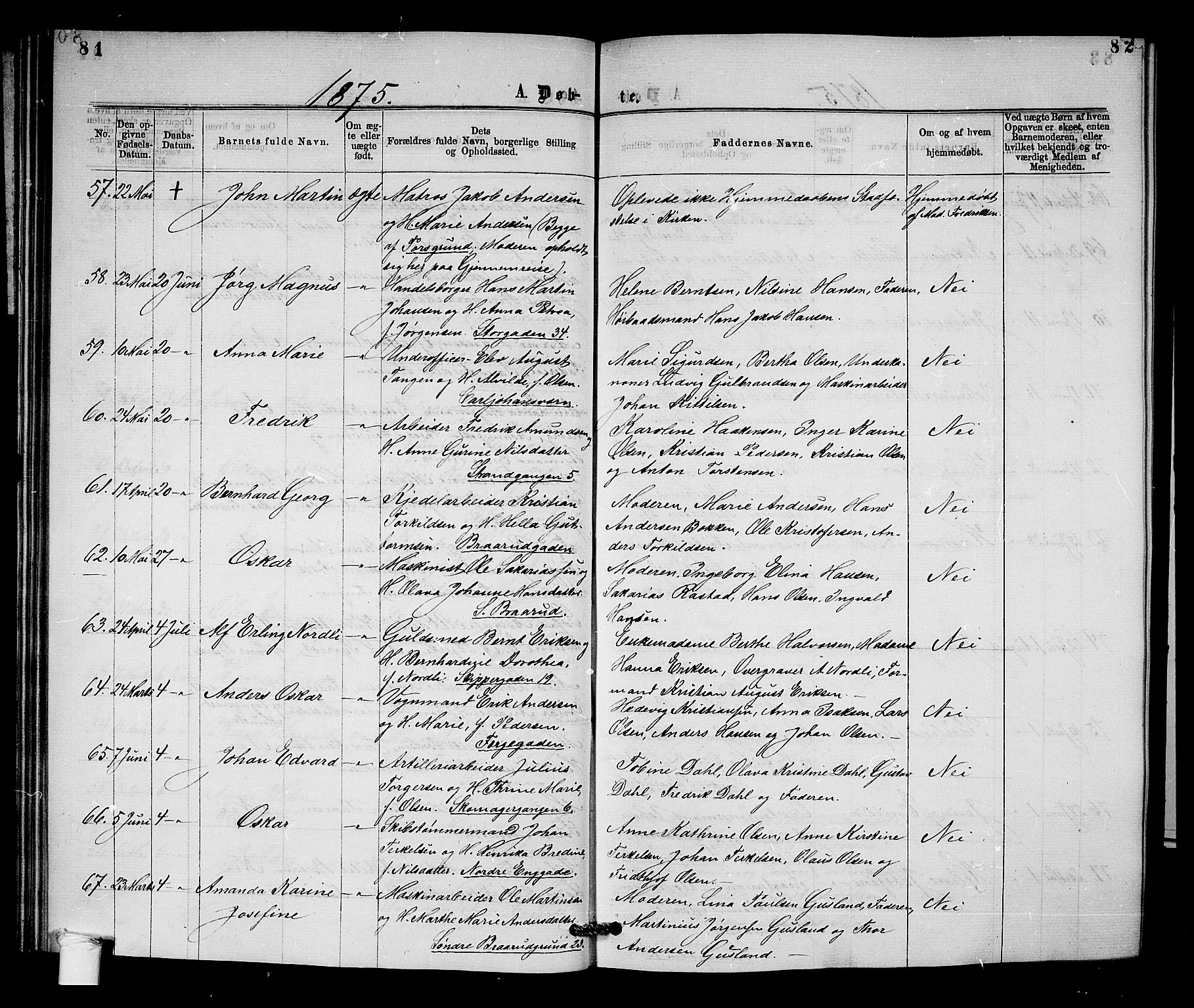 Horten kirkebøker, AV/SAKO-A-348/G/Ga/L0003: Parish register (copy) no. 3, 1872-1877, p. 81-82