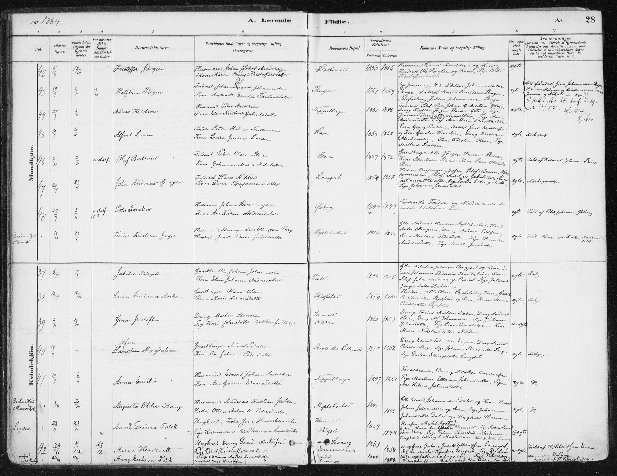 Ministerialprotokoller, klokkerbøker og fødselsregistre - Nordland, AV/SAT-A-1459/838/L0552: Parish register (official) no. 838A10, 1880-1910, p. 28