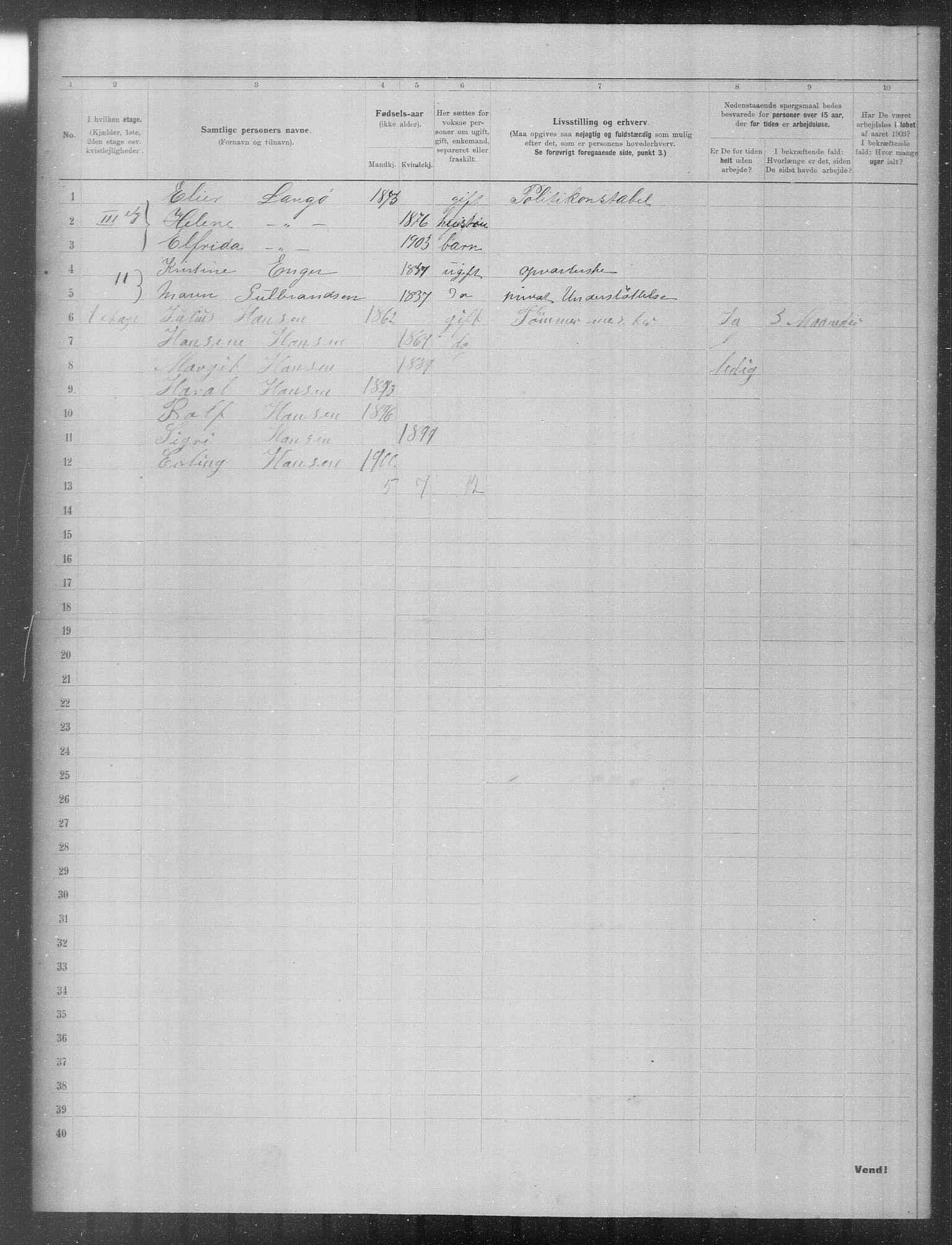 OBA, Municipal Census 1903 for Kristiania, 1903, p. 23106