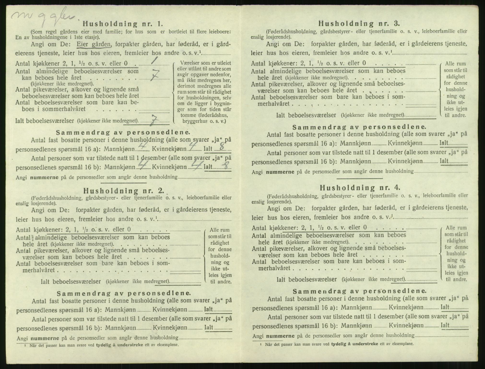 SAT, 1920 census for Nesset, 1920, p. 315