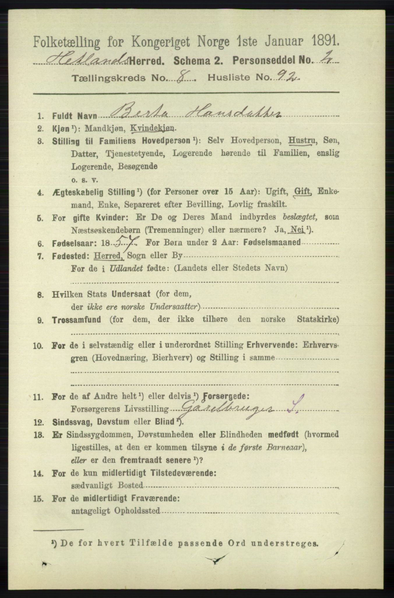 RA, 1891 census for 1126 Hetland, 1891, p. 4999