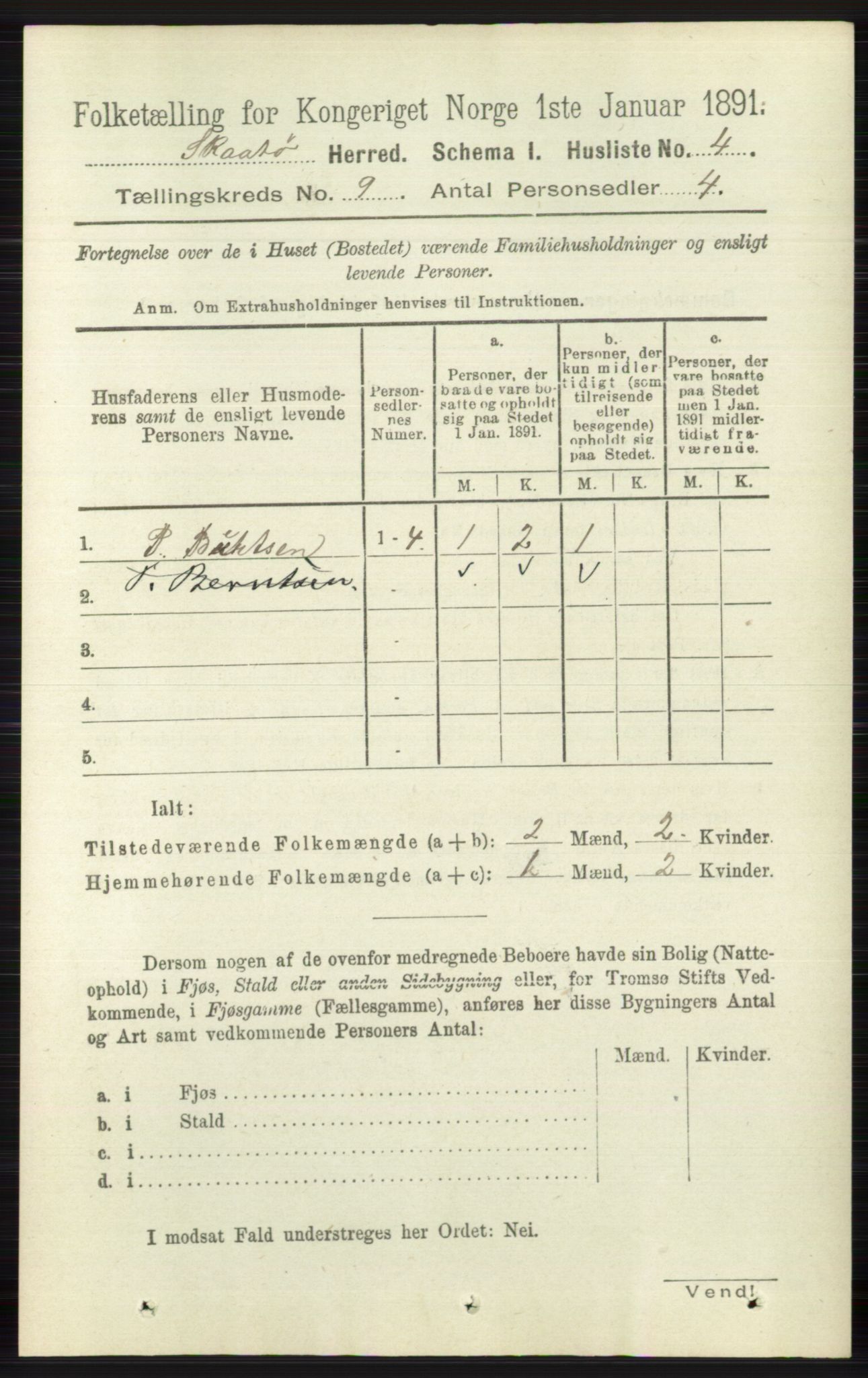 RA, 1891 census for 0815 Skåtøy, 1891, p. 3843