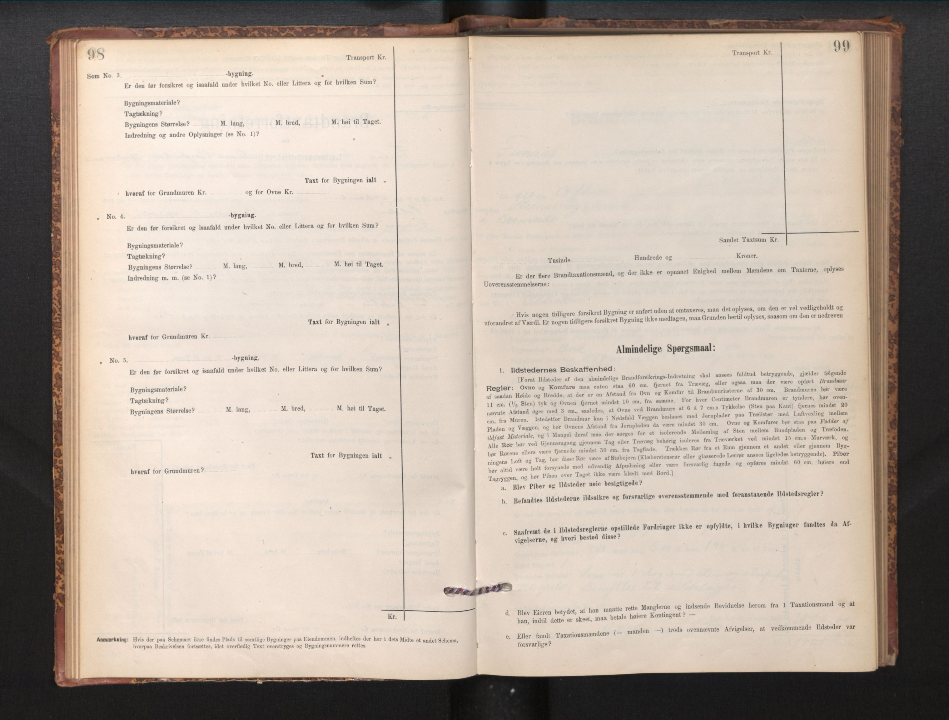 Lensmannen i Finnås, SAB/A-31901/0012/L0002: Branntakstprotokoll, skjematakst, 1894-1954, p. 98-99