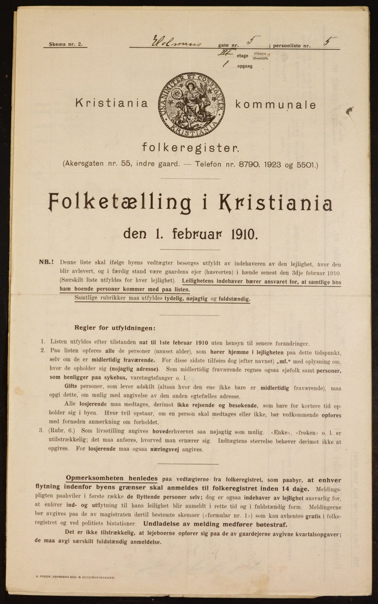 OBA, Municipal Census 1910 for Kristiania, 1910, p. 40094