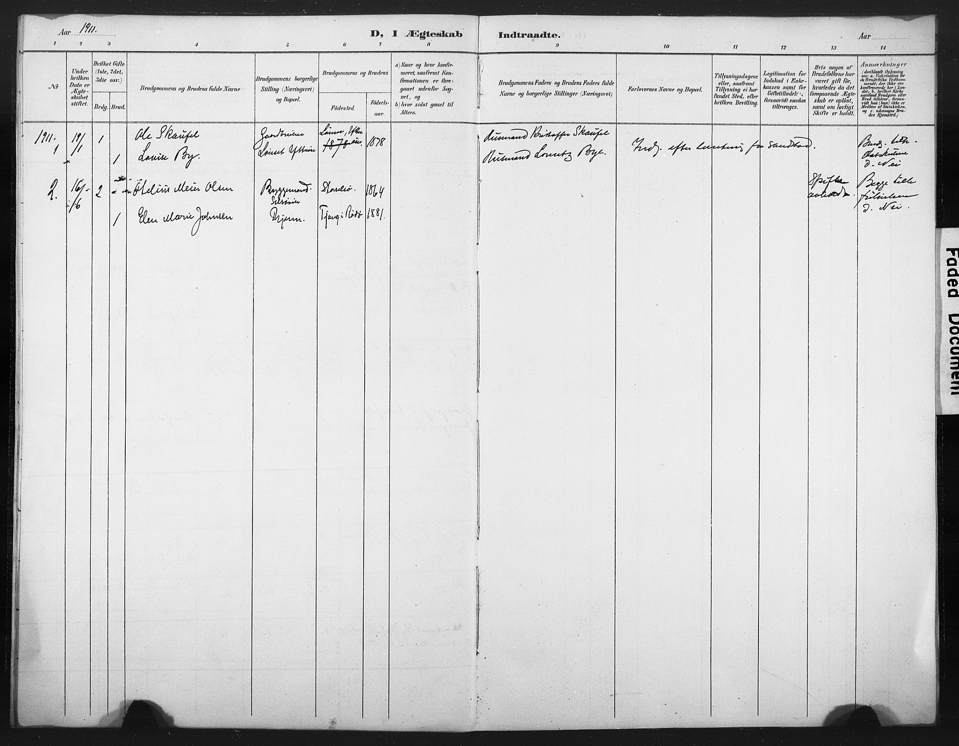 Ministerialprotokoller, klokkerbøker og fødselsregistre - Nord-Trøndelag, SAT/A-1458/722/L0221: Dissenter register no. 722A08, 1888-1912