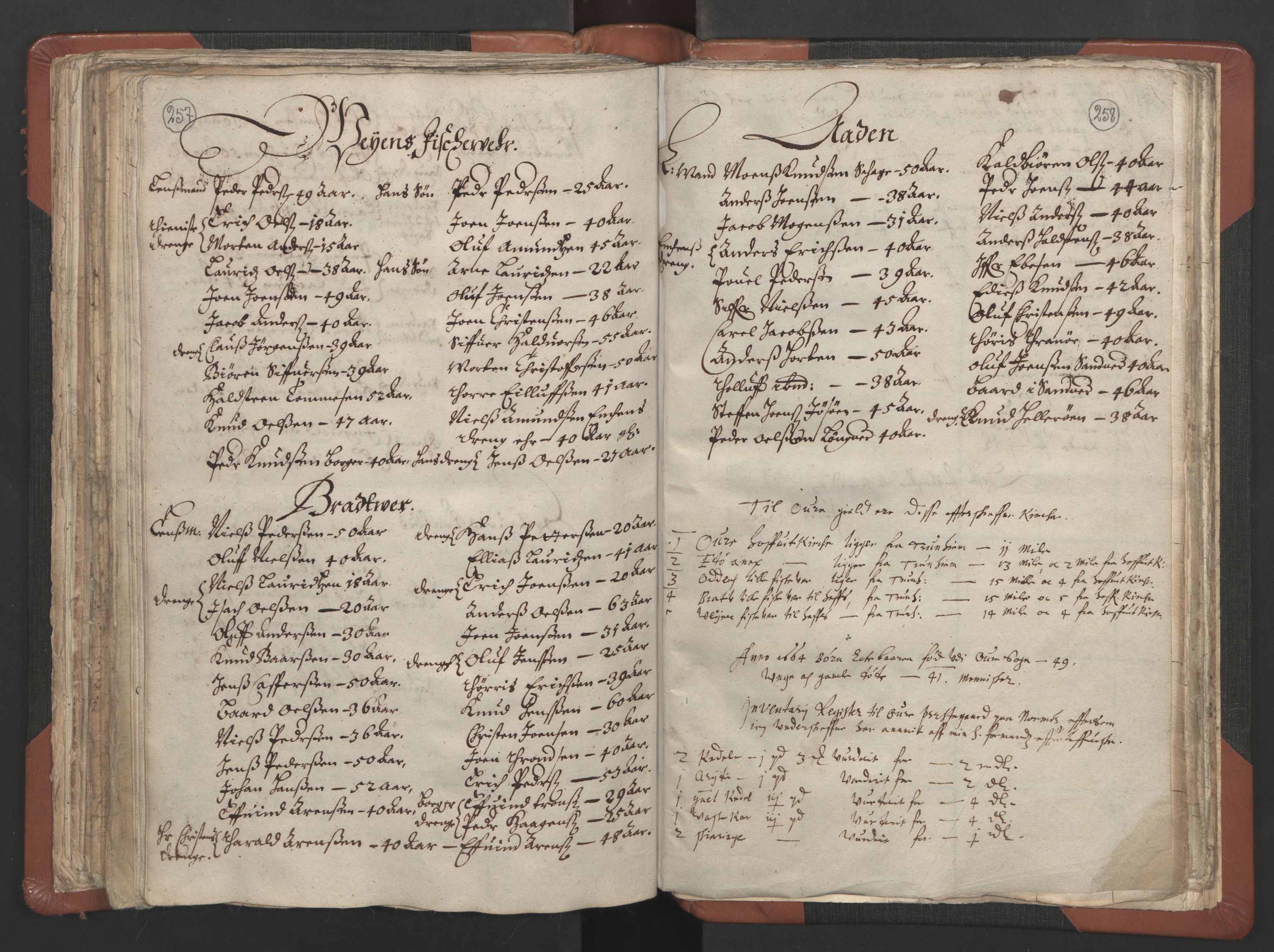 RA, Vicar's Census 1664-1666, no. 29: Nordmøre deanery, 1664-1666, p. 257-258