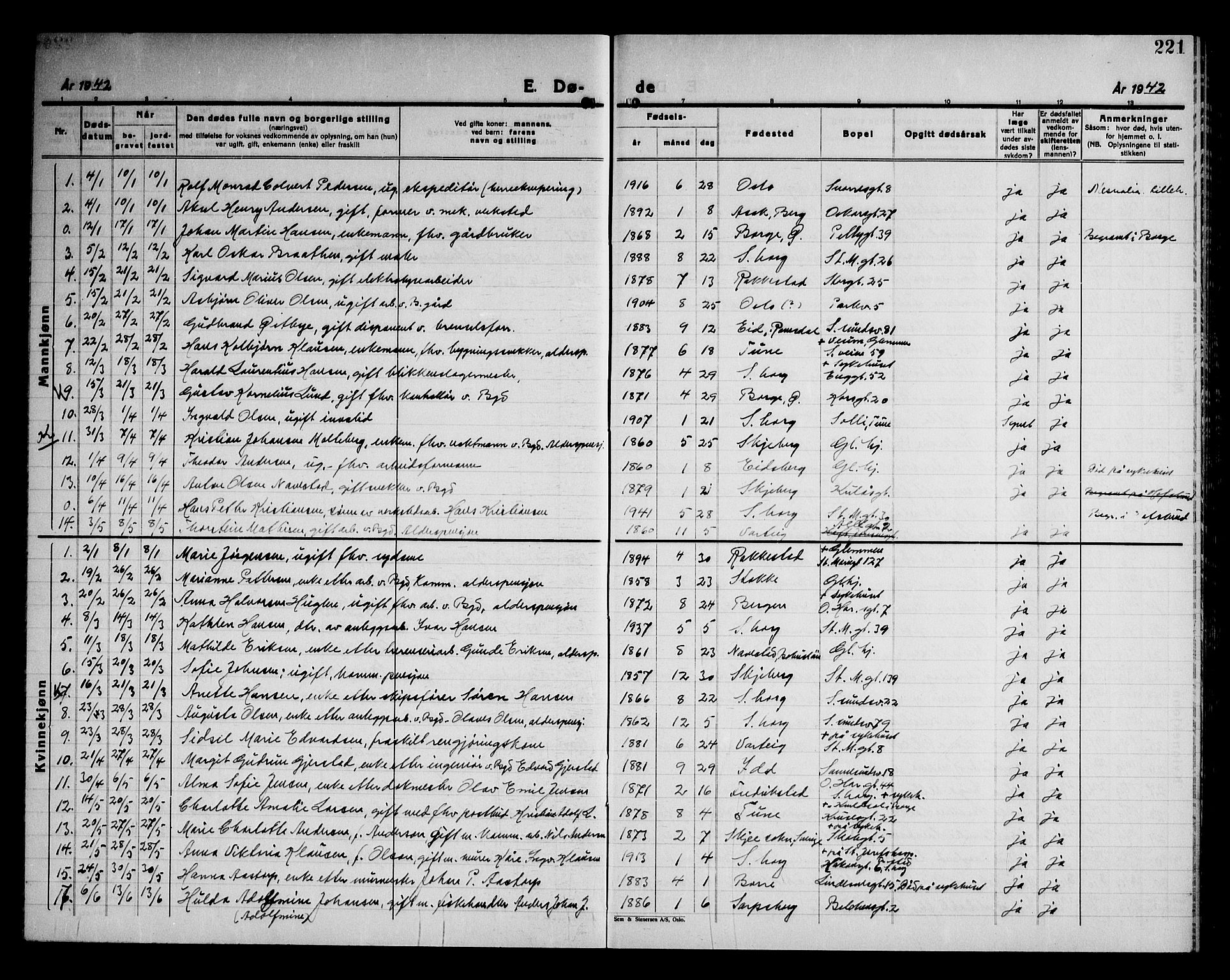 Sarpsborg prestekontor Kirkebøker, AV/SAO-A-2006/G/Ga/L0004: Parish register (copy) no. 4, 1929-1949, p. 221