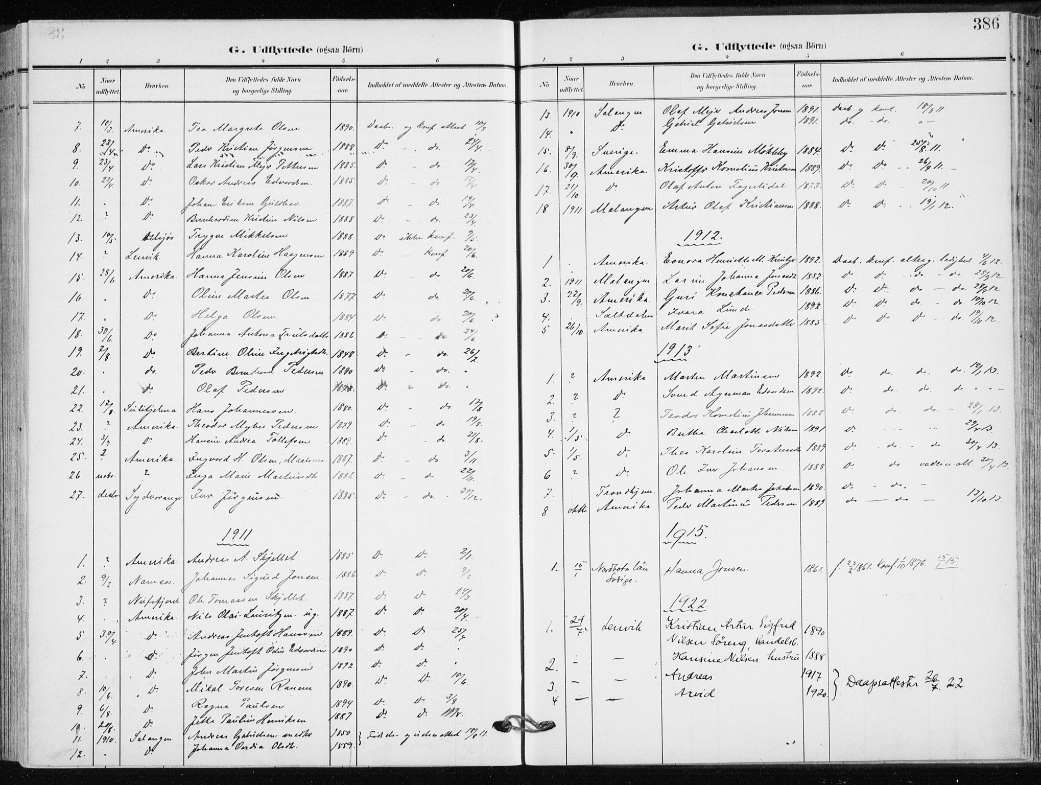 Målselv sokneprestembete, AV/SATØ-S-1311/G/Ga/Gaa/L0011kirke: Parish register (official) no. 11, 1904-1918, p. 386