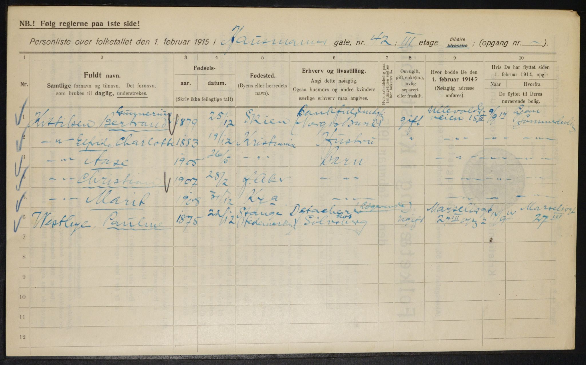 OBA, Municipal Census 1915 for Kristiania, 1915, p. 35096