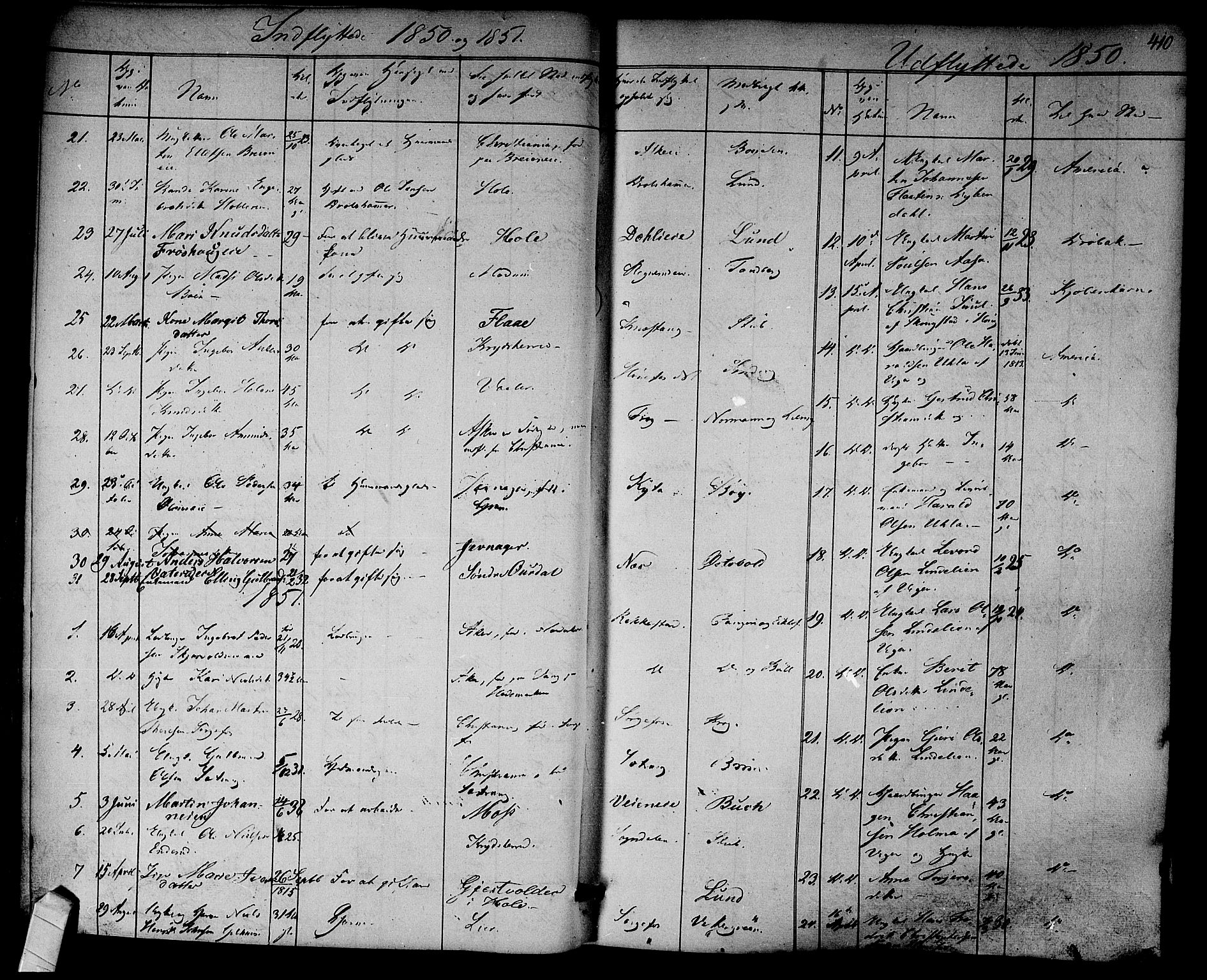 Norderhov kirkebøker, SAKO/A-237/F/Fa/L0011: Parish register (official) no. 11, 1847-1856, p. 410