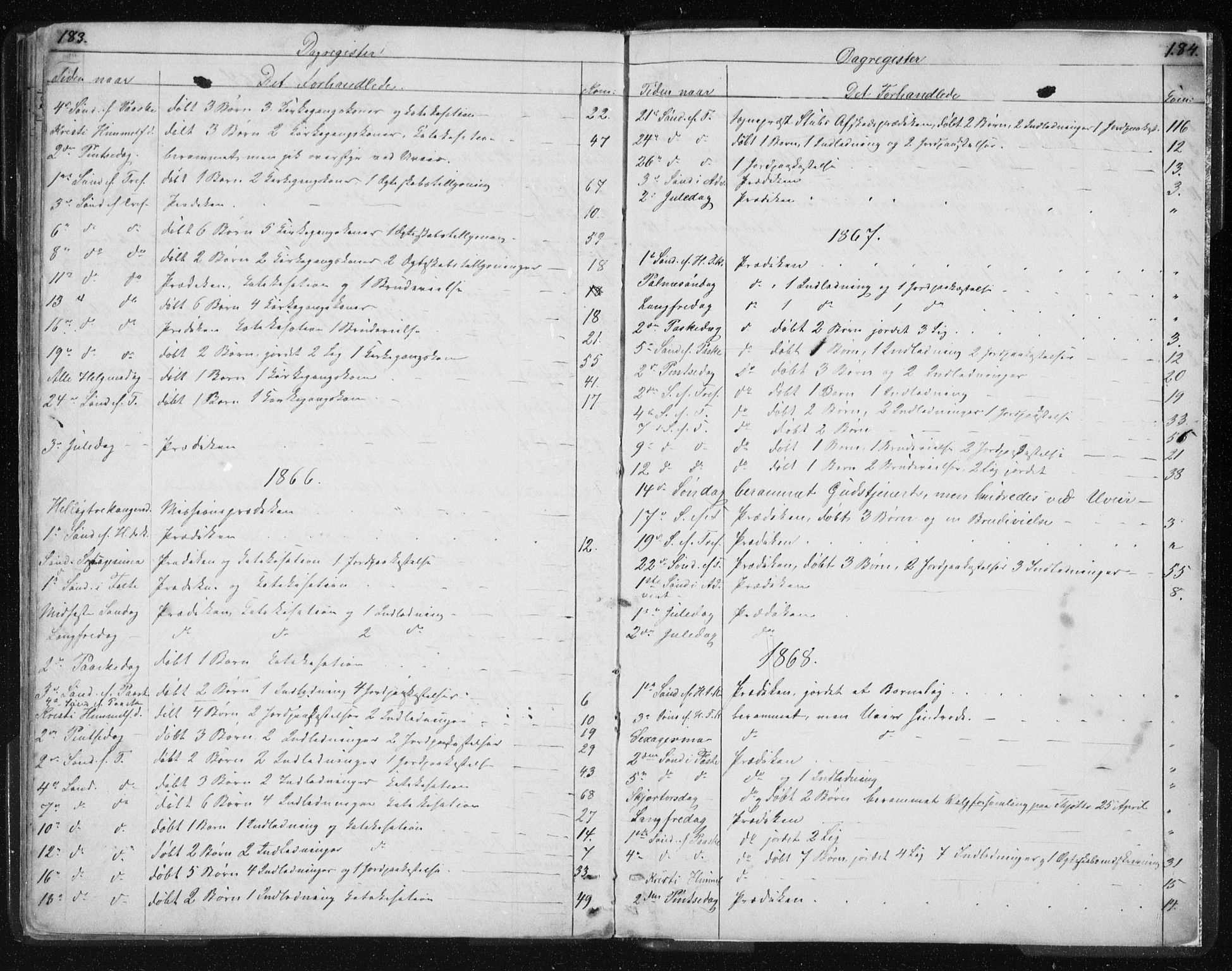 Ministerialprotokoller, klokkerbøker og fødselsregistre - Nordland, SAT/A-1459/819/L0275: Parish register (copy) no. 819C01, 1841-1868, p. 183-184
