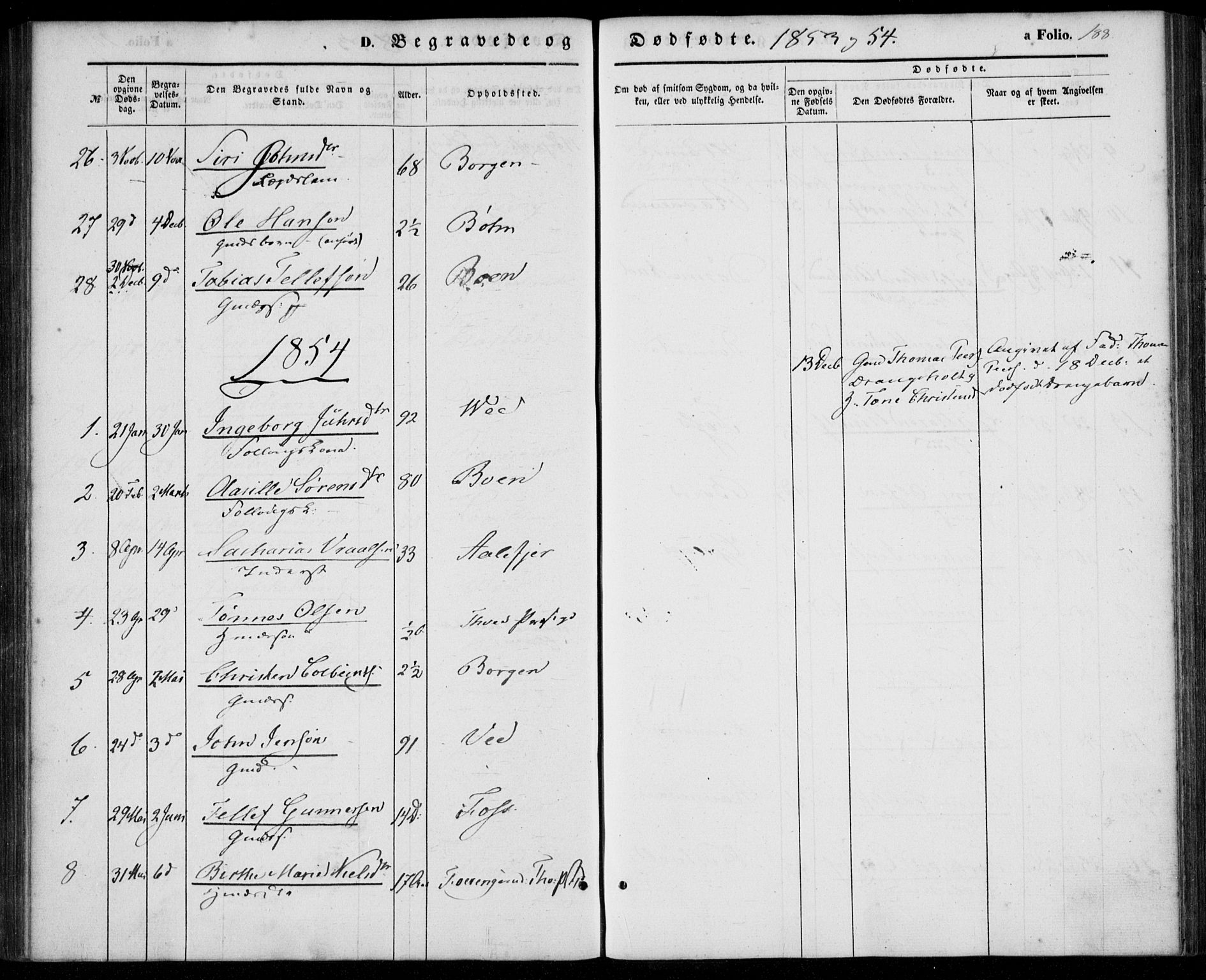 Tveit sokneprestkontor, AV/SAK-1111-0043/F/Fa/L0005: Parish register (official) no. A 5, 1853-1871, p. 188