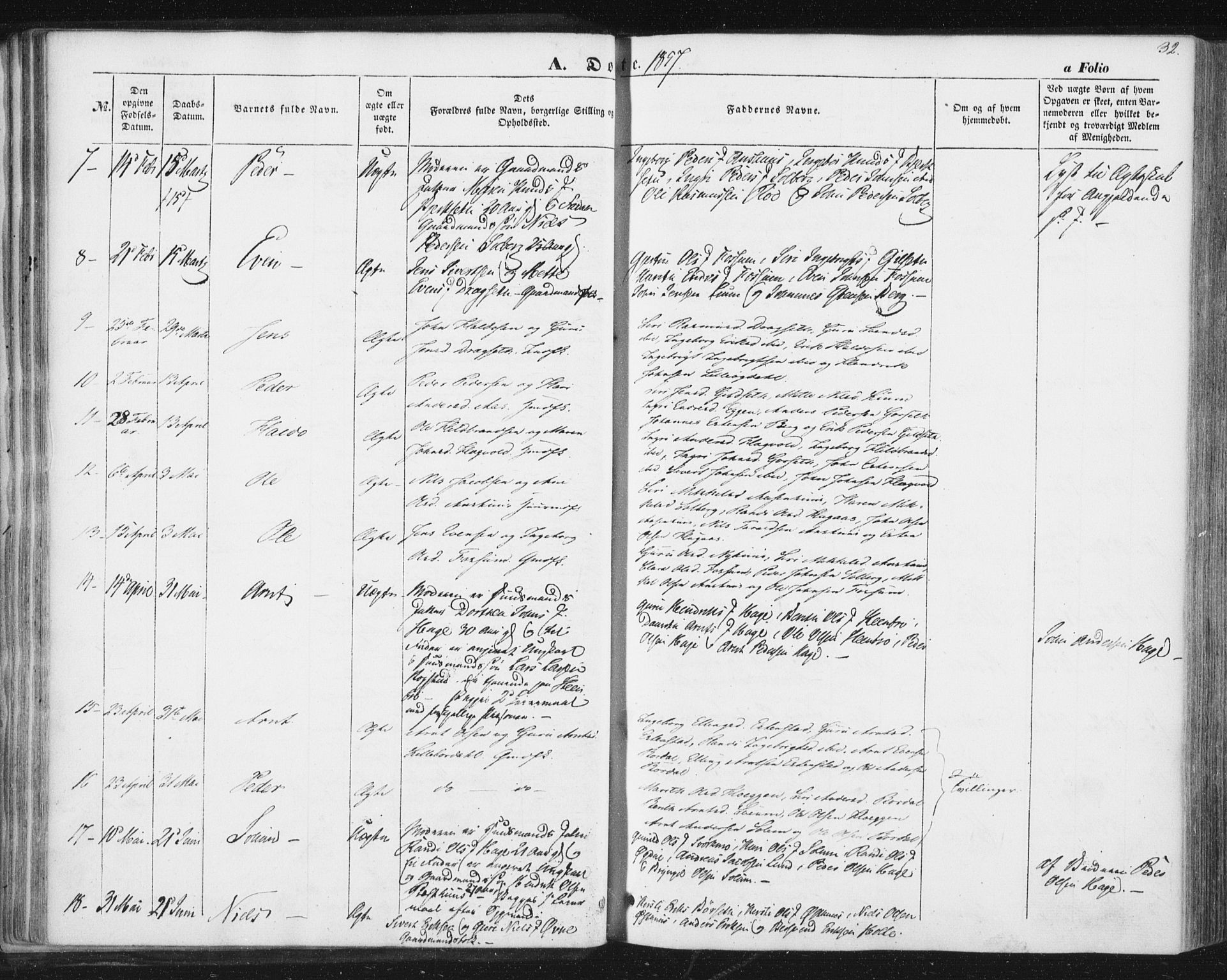 Ministerialprotokoller, klokkerbøker og fødselsregistre - Sør-Trøndelag, SAT/A-1456/689/L1038: Parish register (official) no. 689A03, 1848-1872, p. 32