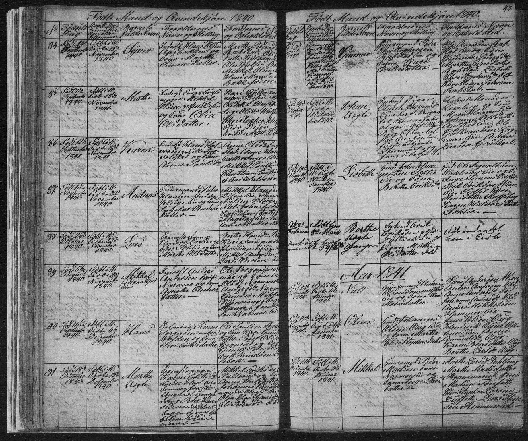 Vang prestekontor, Hedmark, SAH/PREST-008/H/Ha/Hab/L0008: Parish register (copy) no. 8, 1832-1854, p. 43