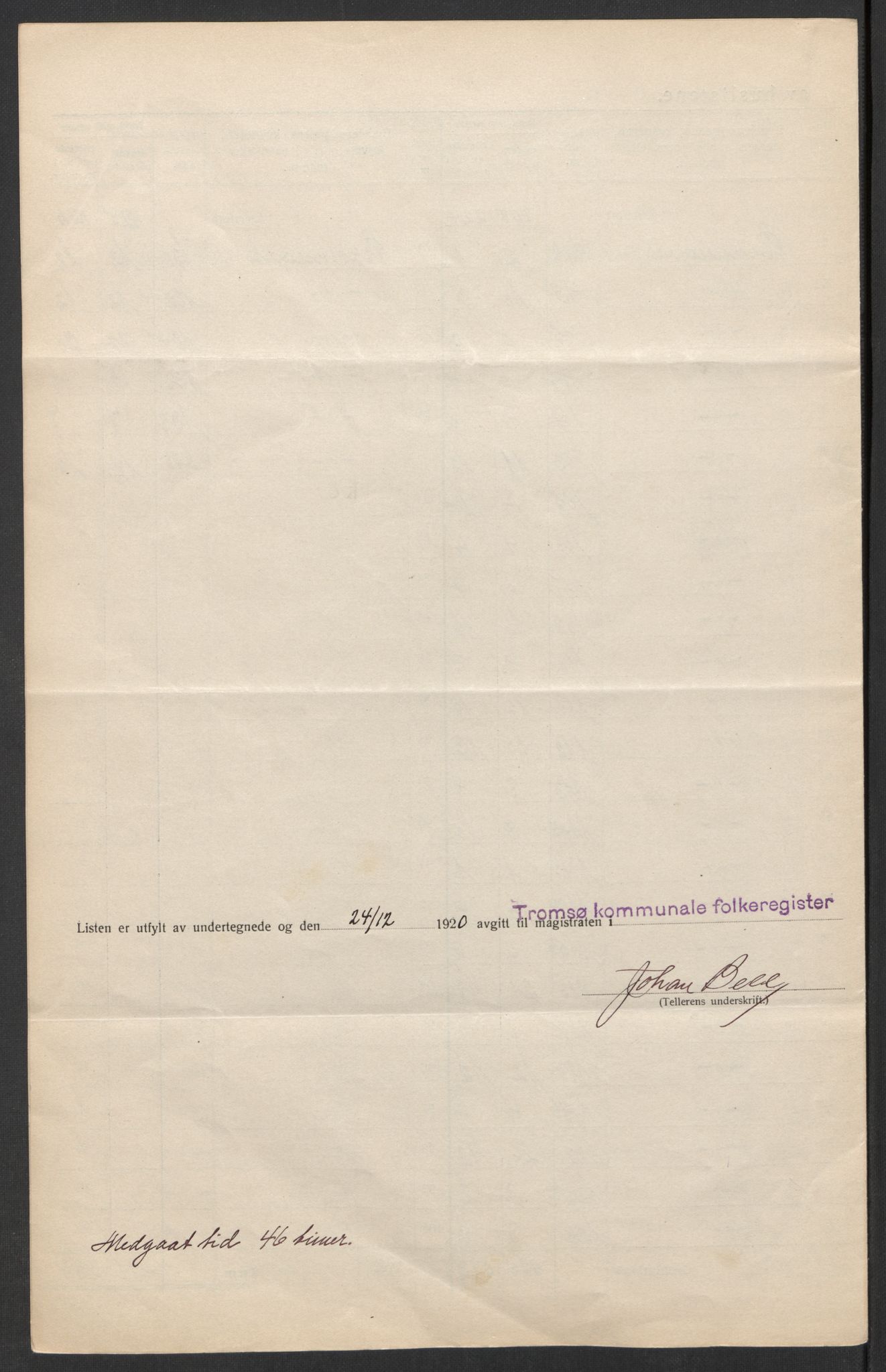 SATØ, 1920 census for Tromsø, 1920, p. 25