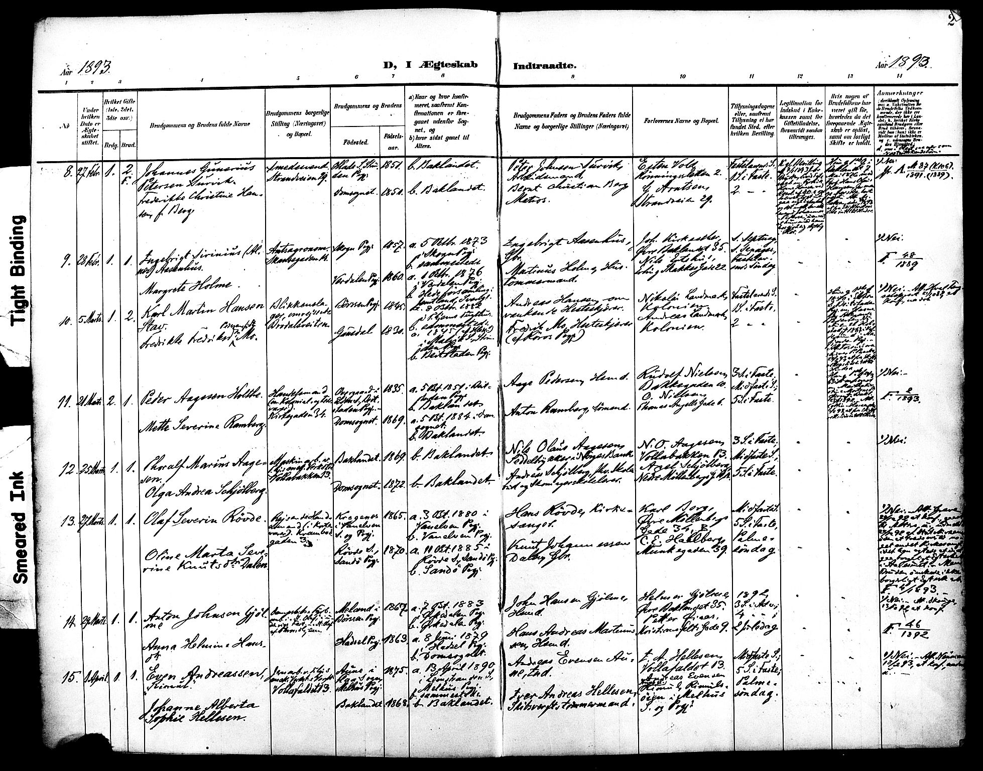 Ministerialprotokoller, klokkerbøker og fødselsregistre - Sør-Trøndelag, AV/SAT-A-1456/604/L0198: Parish register (official) no. 604A19, 1893-1900, p. 2