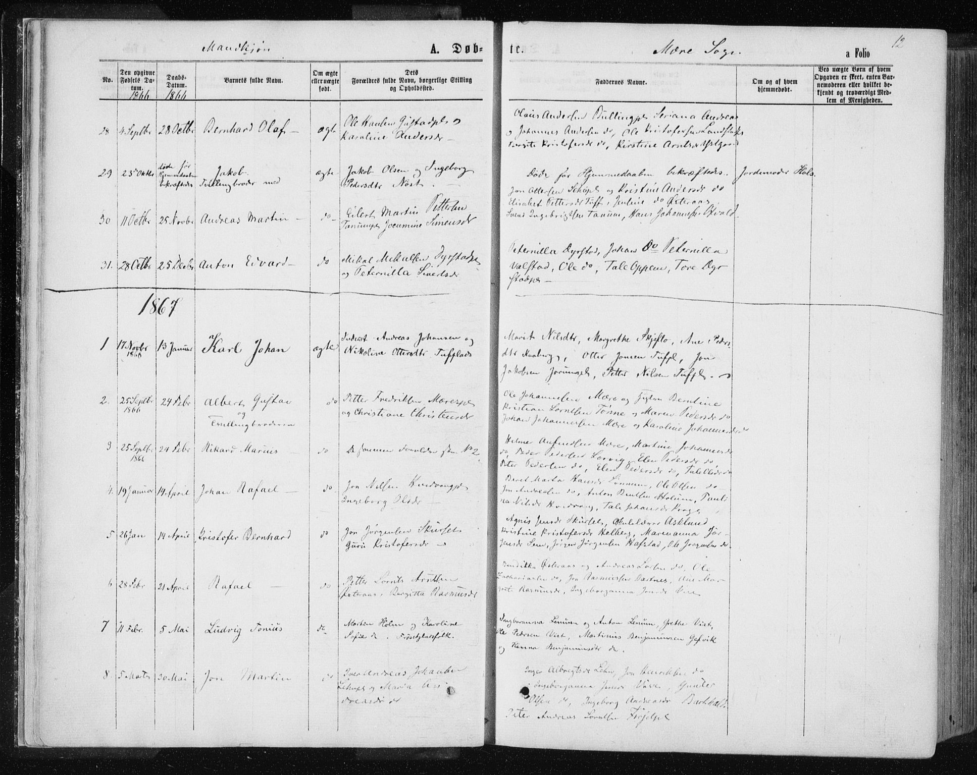 Ministerialprotokoller, klokkerbøker og fødselsregistre - Nord-Trøndelag, SAT/A-1458/735/L0345: Parish register (official) no. 735A08 /1, 1863-1872, p. 12