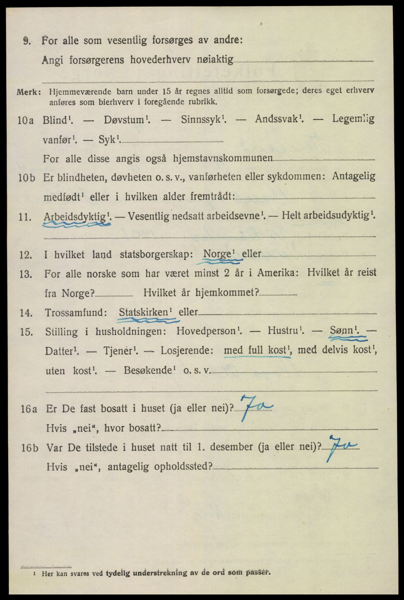 SAK, 1920 census for Iveland, 1920, p. 954