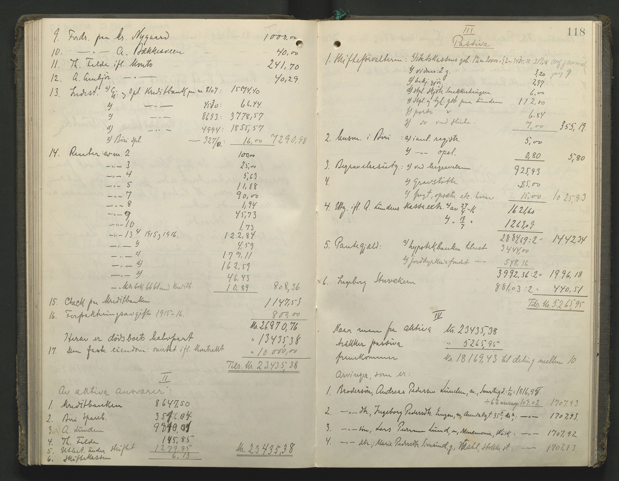 Toten tingrett, SAH/TING-006/J/Jb/L0009: Skifteutlodningsprotokoll - Biri, 1904-1921, p. 118