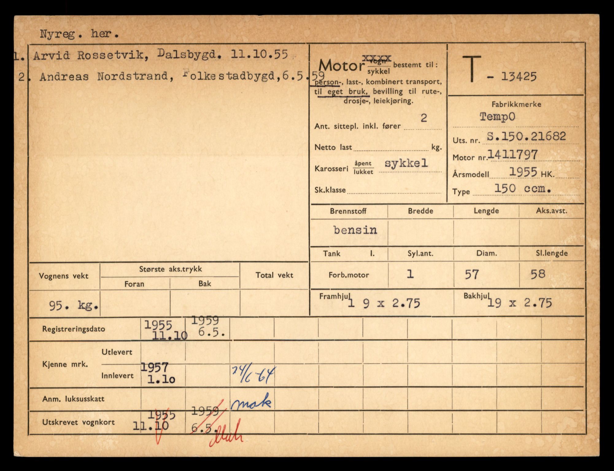 Møre og Romsdal vegkontor - Ålesund trafikkstasjon, AV/SAT-A-4099/F/Fe/L0039: Registreringskort for kjøretøy T 13361 - T 13530, 1927-1998, p. 1103