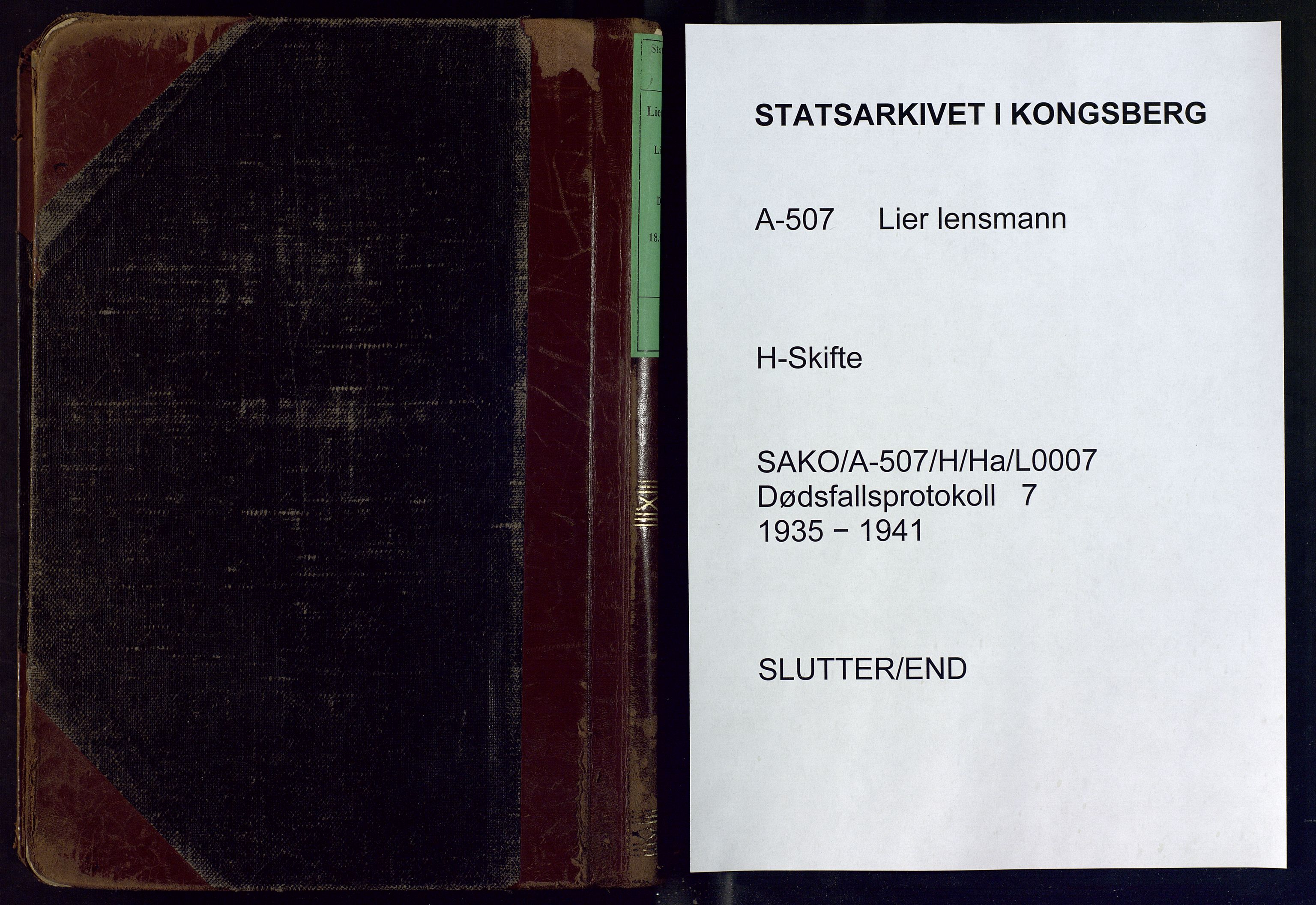 Lier lensmannskontor, SAKO/A-507/H/Ha/L0007: Dødsfallsprotokoll, 1935-1941