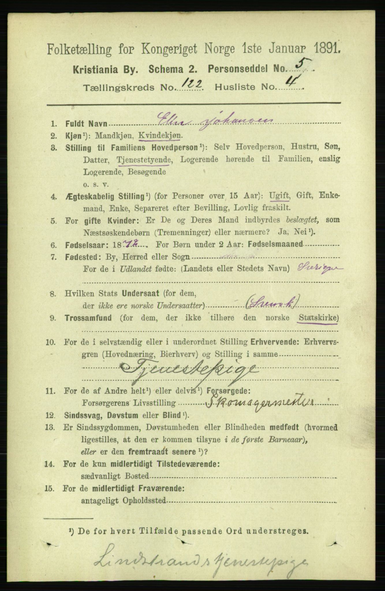 RA, 1891 census for 0301 Kristiania, 1891, p. 64718