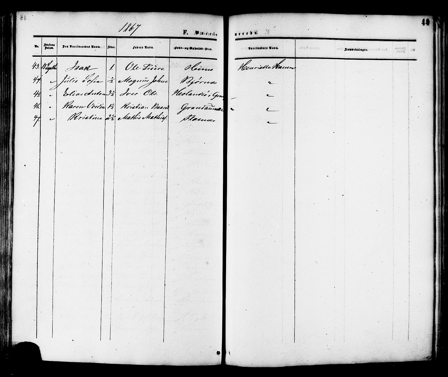Ministerialprotokoller, klokkerbøker og fødselsregistre - Nord-Trøndelag, SAT/A-1458/764/L0553: Parish register (official) no. 764A08, 1858-1880, p. 44