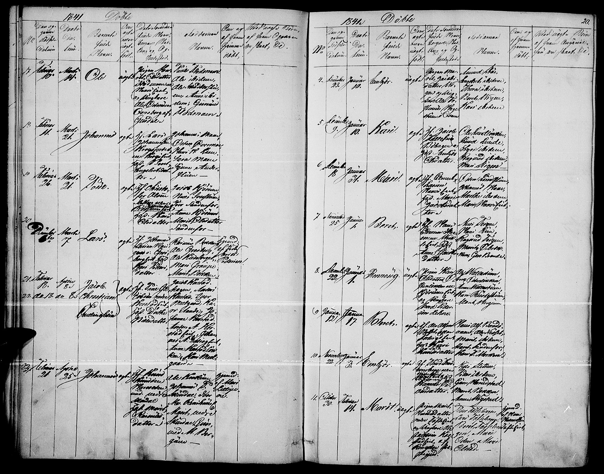 Fron prestekontor, SAH/PREST-078/H/Ha/Haa/L0004: Parish register (official) no. 4, 1839-1848, p. 20