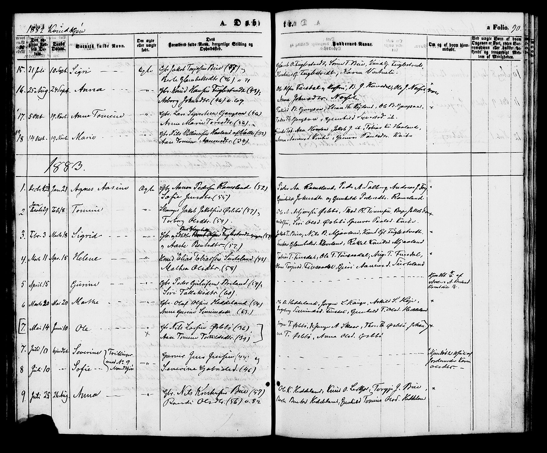 Holum sokneprestkontor, AV/SAK-1111-0022/F/Fa/Fac/L0003: Parish register (official) no. A 3, 1860-1883, p. 90